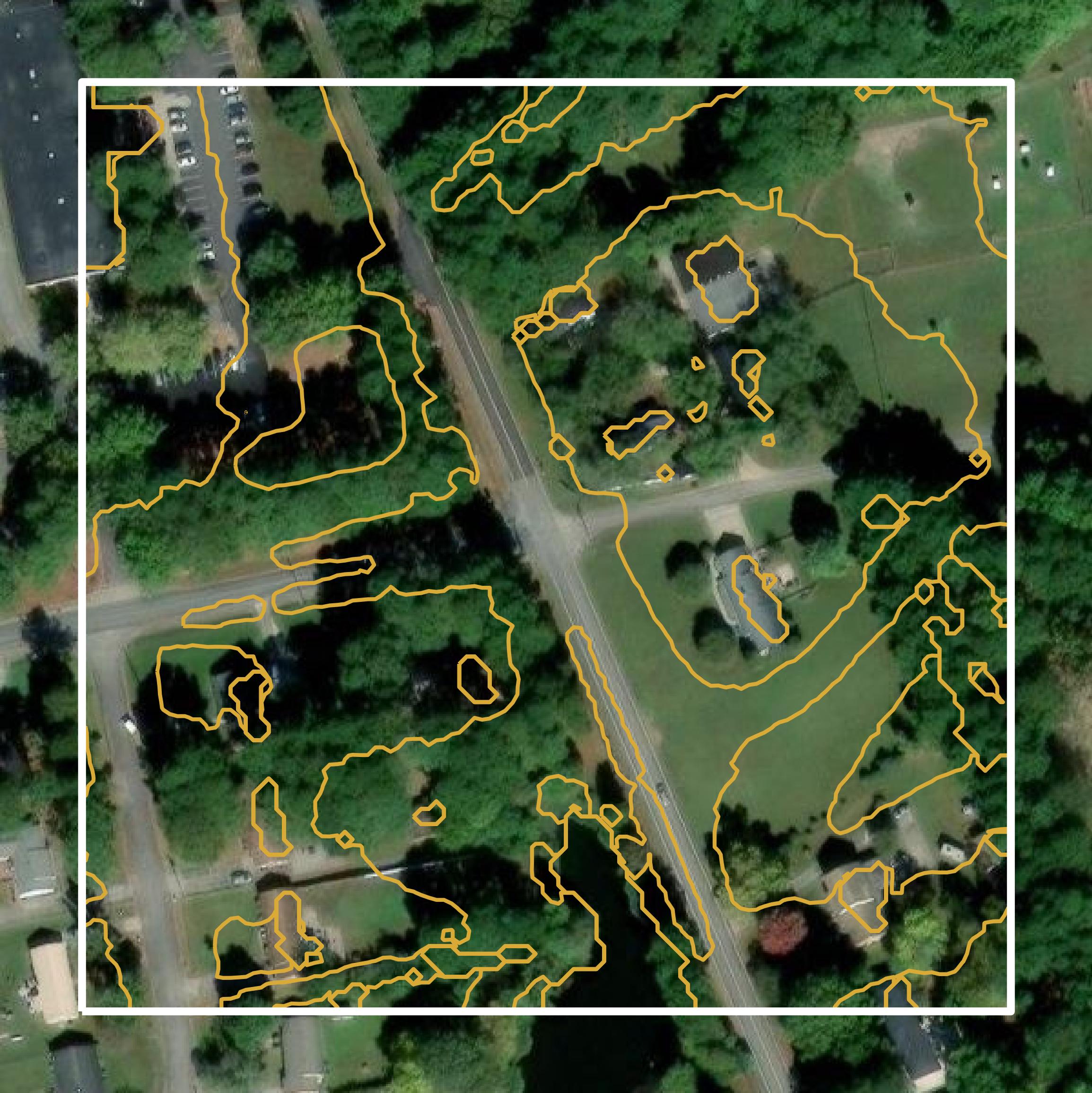 This image shows a contour map in Franklin city created using GIS data in Equator.