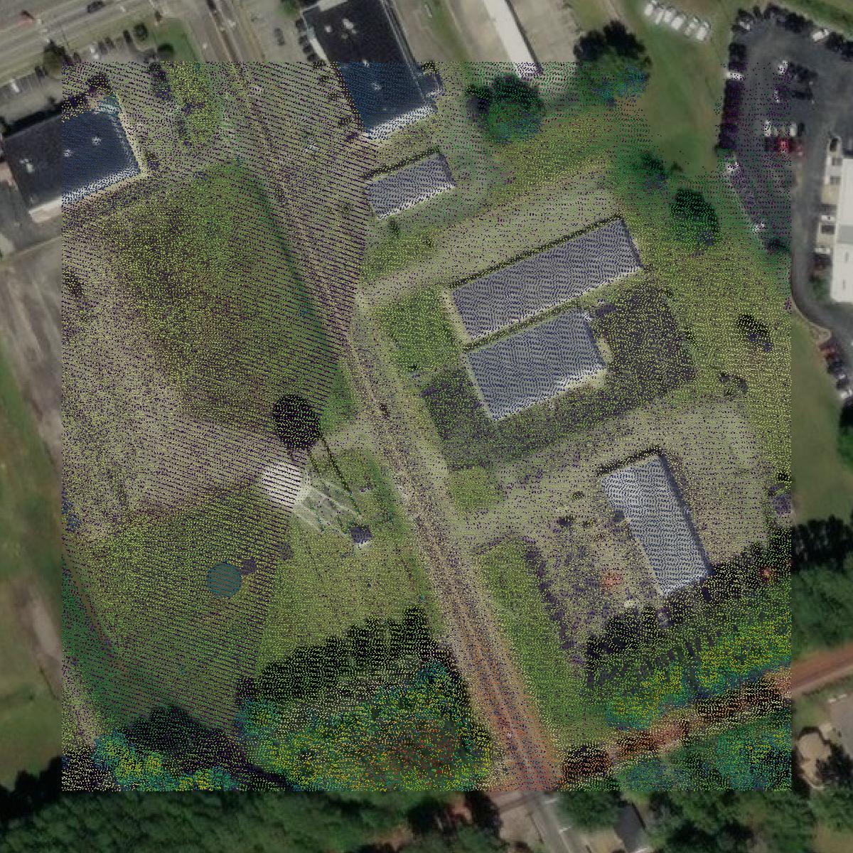 This image shows a LiDAR point cloud in Franklin city created using GIS data in Equator.