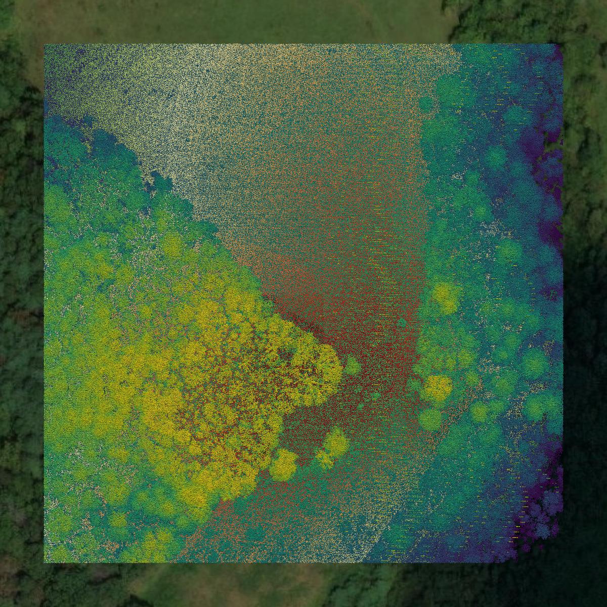 This image shows a LiDAR point cloud in Galax city created using GIS data in Equator.