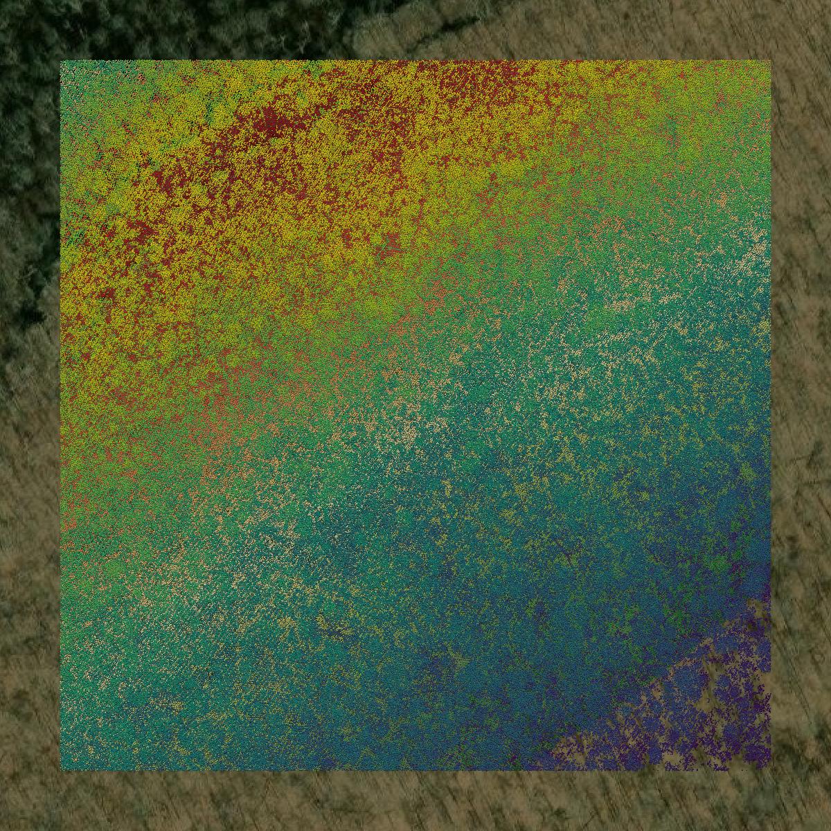 This image shows a LiDAR point cloud in Giles County created using GIS data in Equator.
