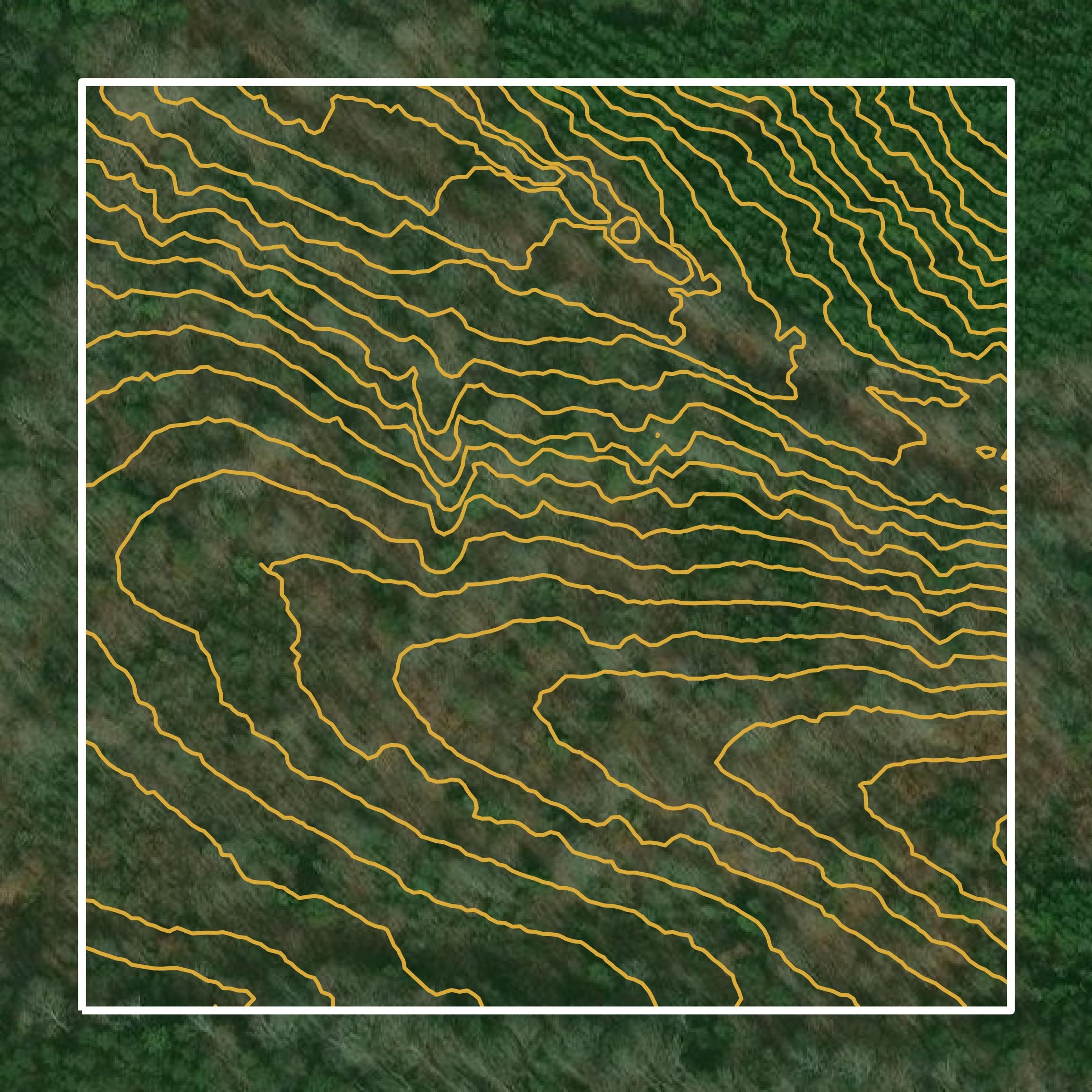 This image shows a contour map in Goochland County created using GIS data in Equator.