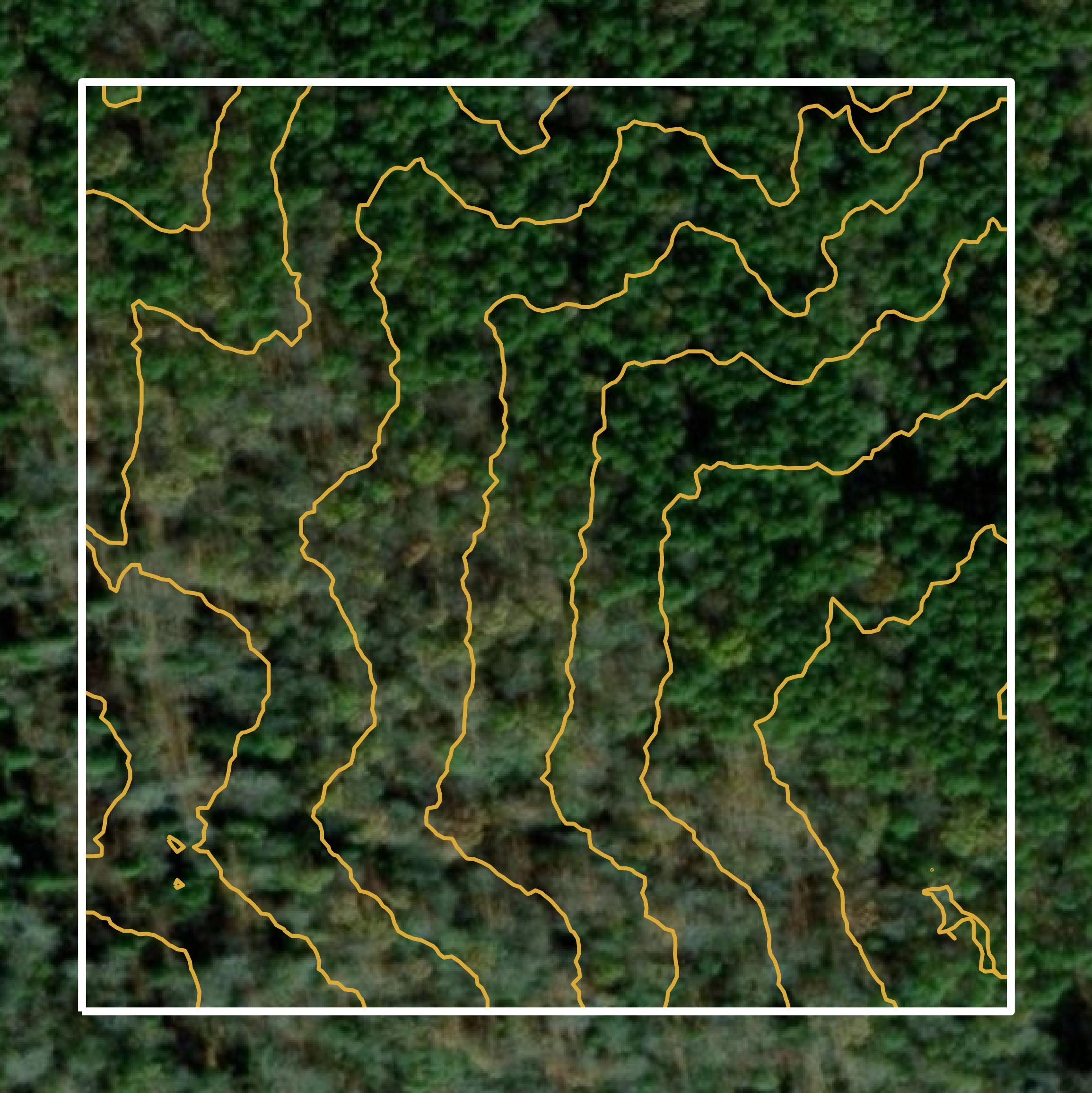 This image shows a contour map in Goochland County created using GIS data in Equator.