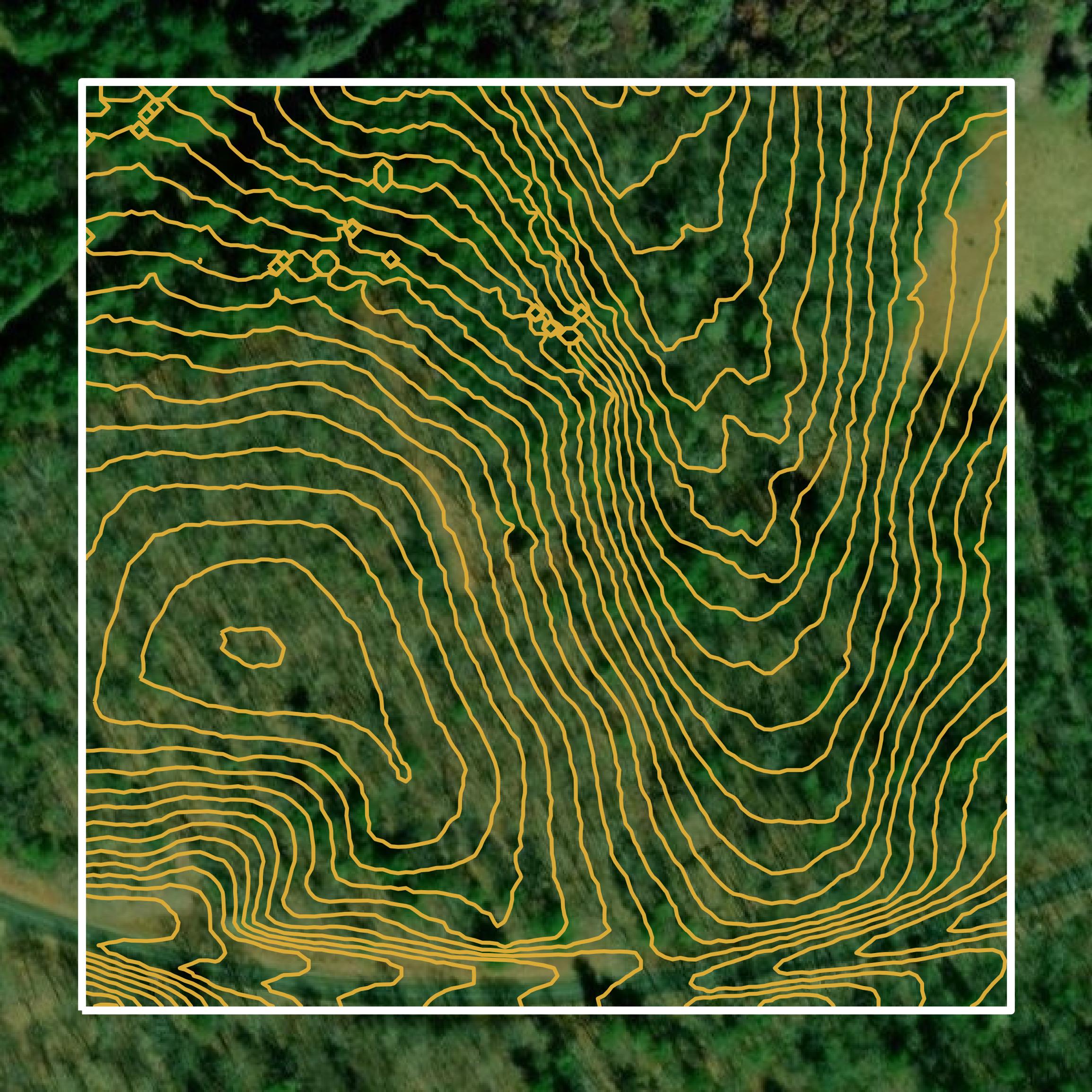 This image shows a contour map in Grayson County created using GIS data in Equator.