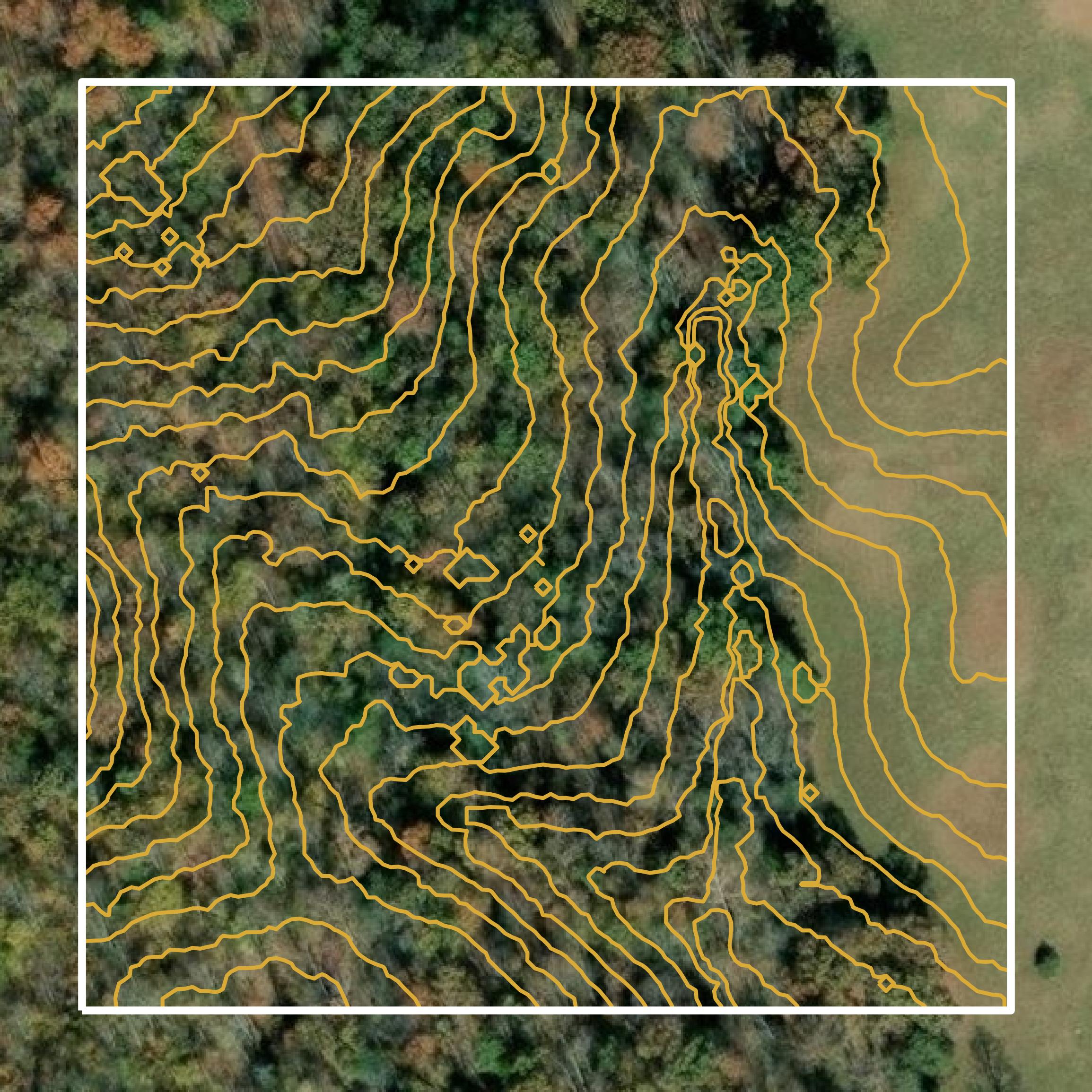 This image shows a contour map in Greene County created using GIS data in Equator.