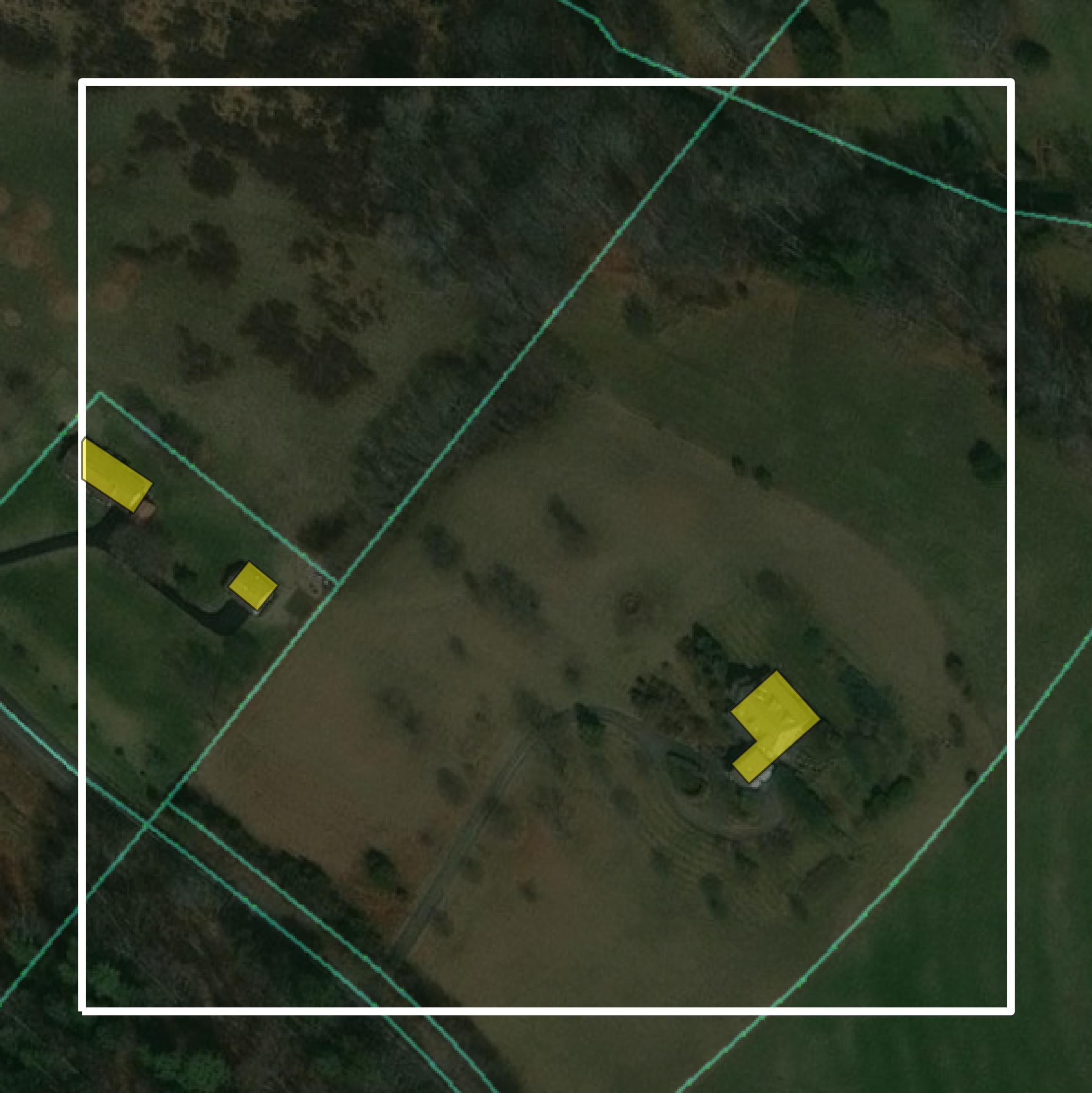 This image shows parcel and building data in Greene County created using GIS data in Equator.