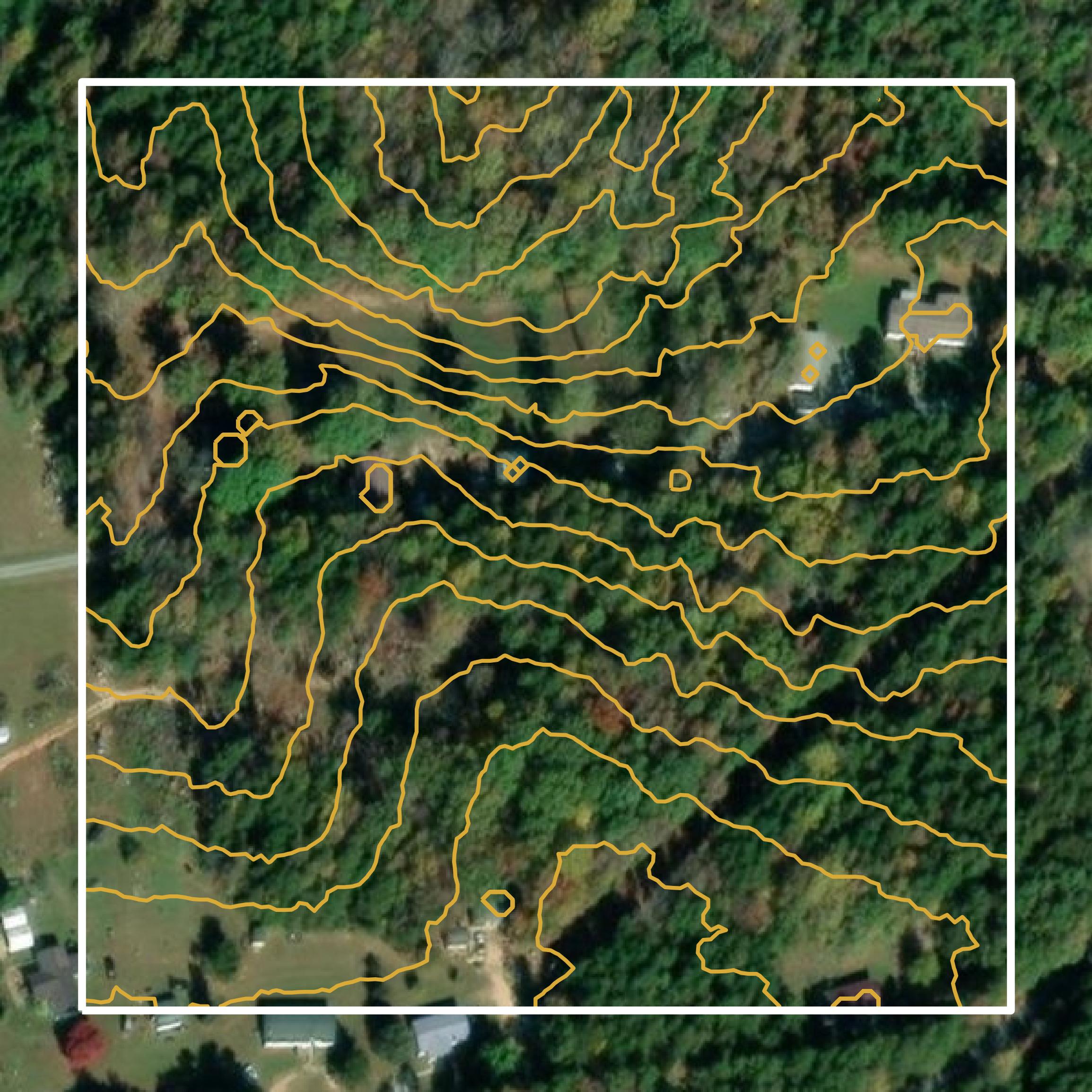 This image shows a contour map in Halifax County created using GIS data in Equator.