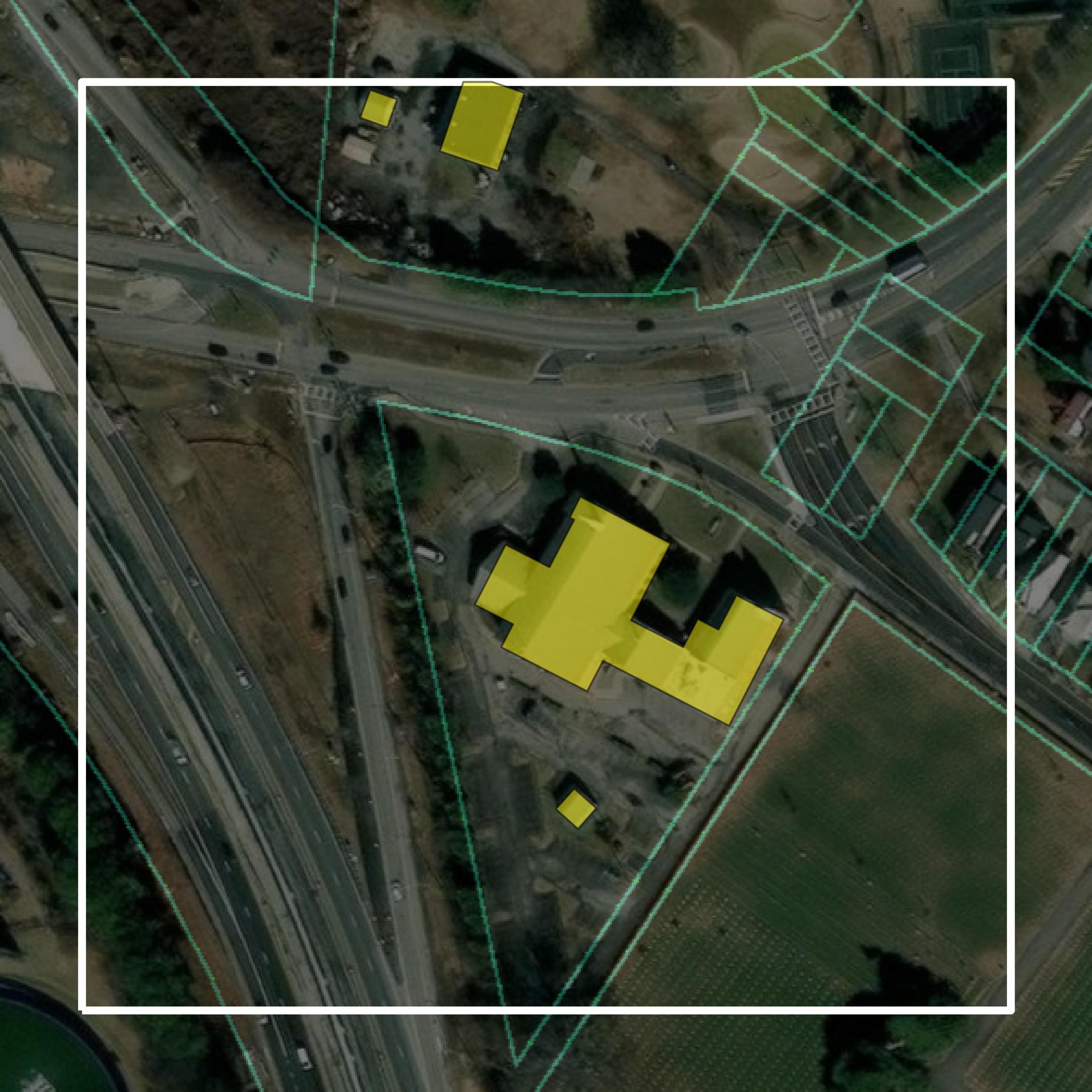 This image shows parcel and building data in Hampton city created using GIS data in Equator.