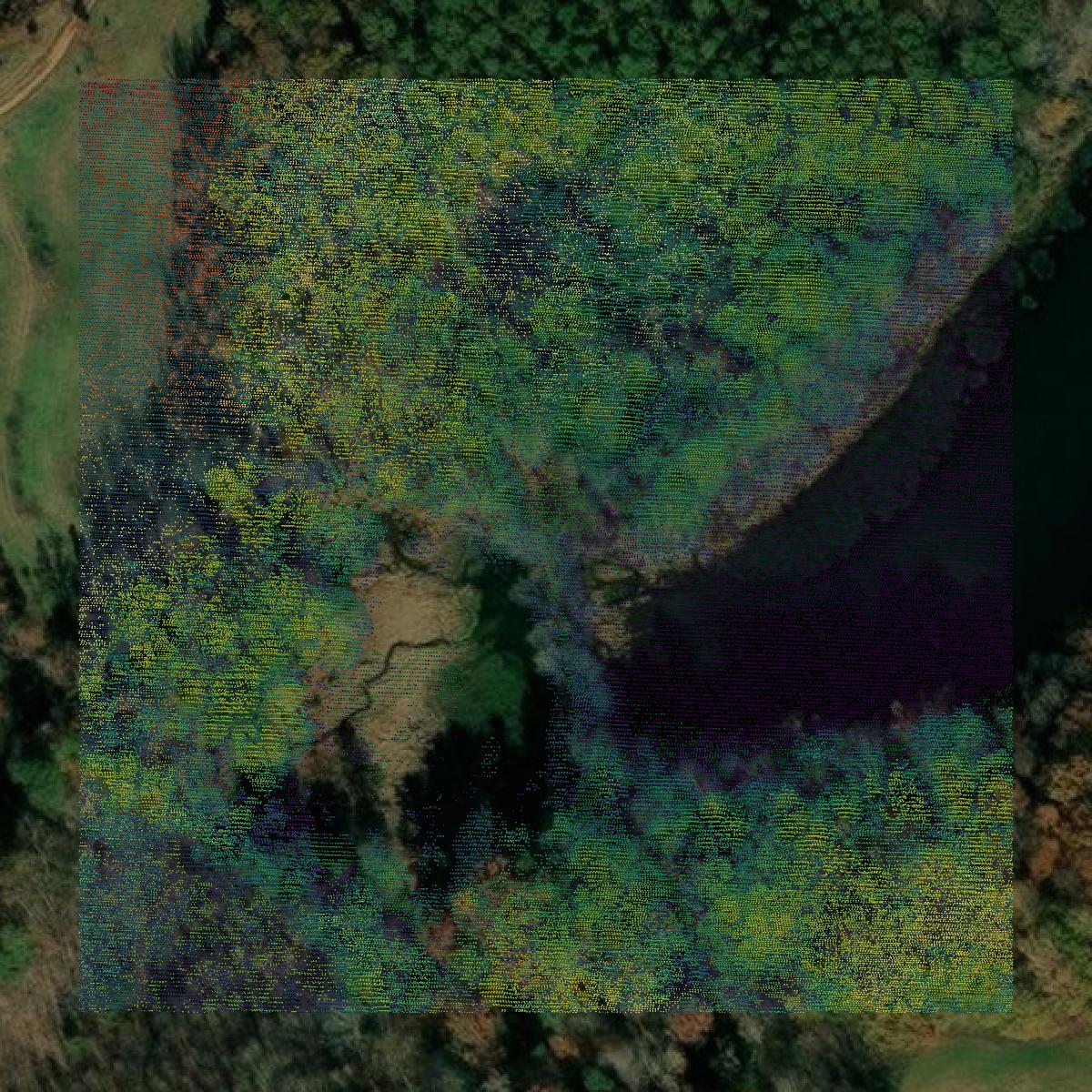 This image shows a LiDAR point cloud in Hanover County created using GIS data in Equator.