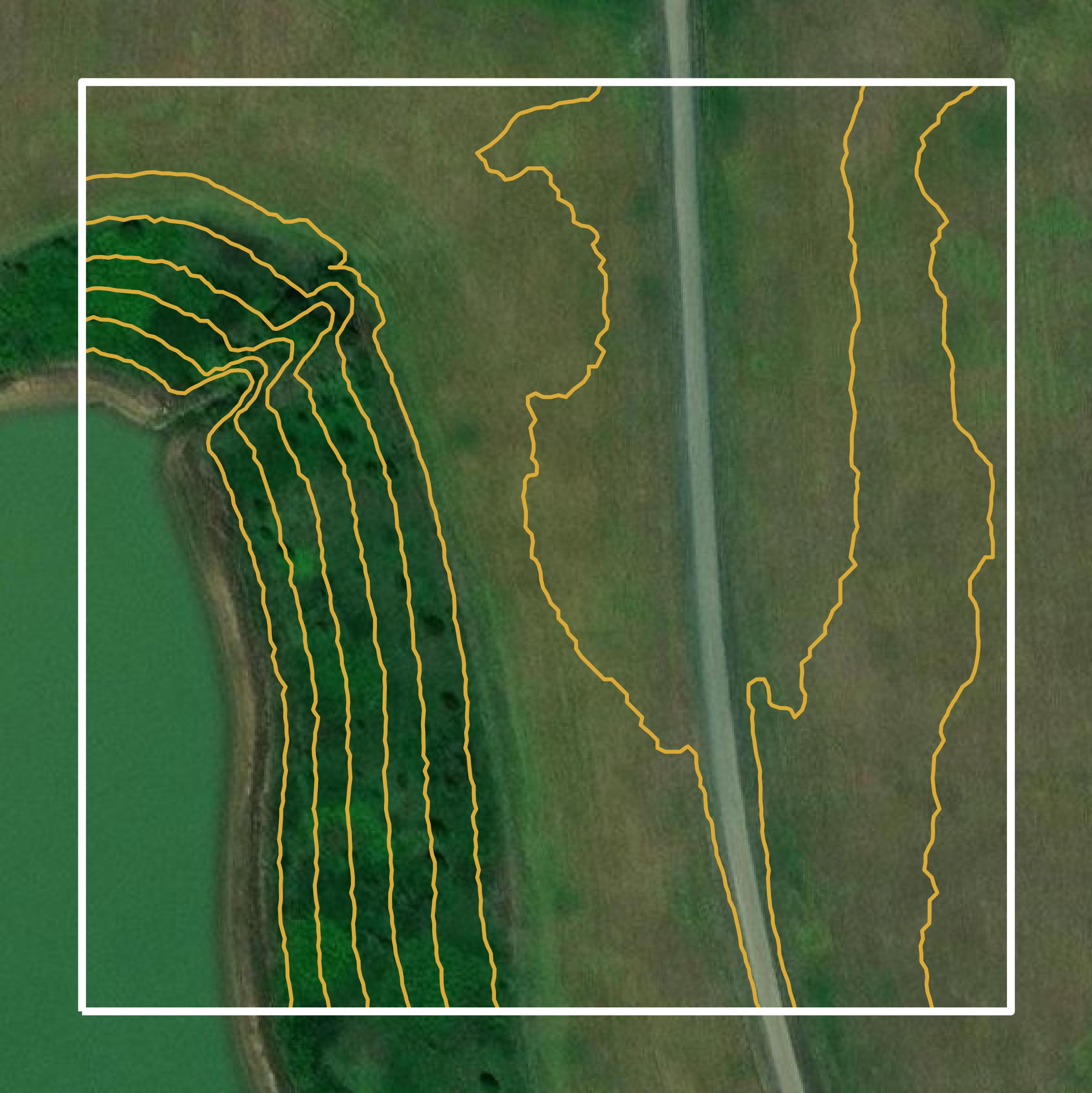 This image shows a contour map in Henrico County created using GIS data in Equator.