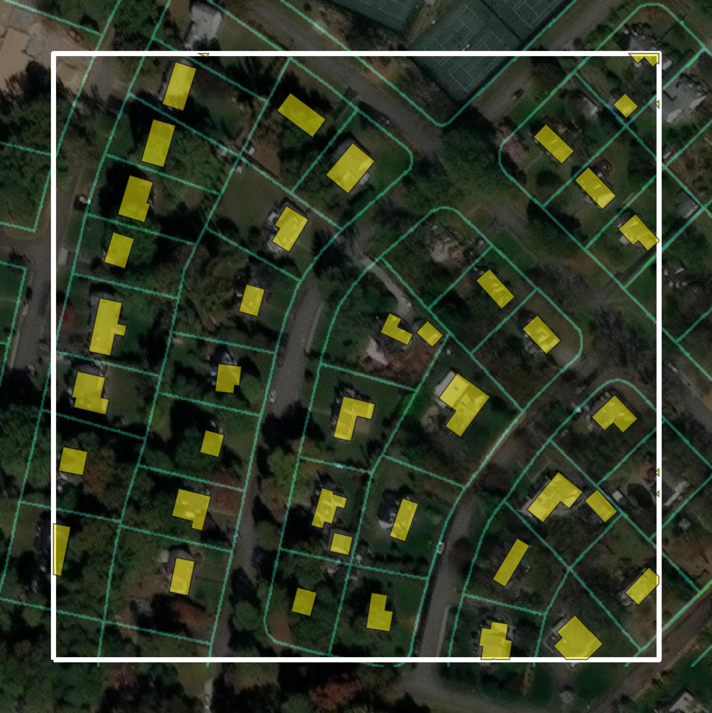This image shows parcel and building data in Henrico County created using GIS data in Equator.