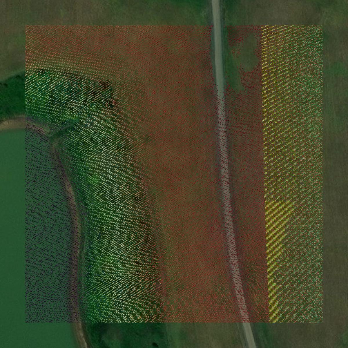This image shows a LiDAR point cloud in Henrico County created using GIS data in Equator.