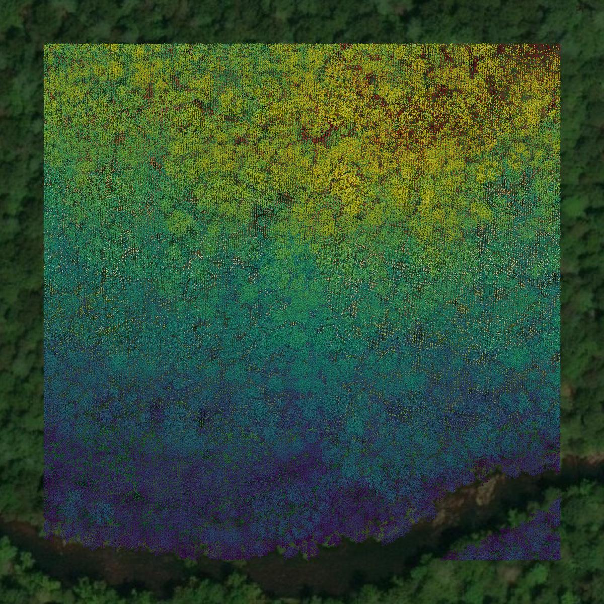 This image shows a LiDAR point cloud in Henry County created using GIS data in Equator.