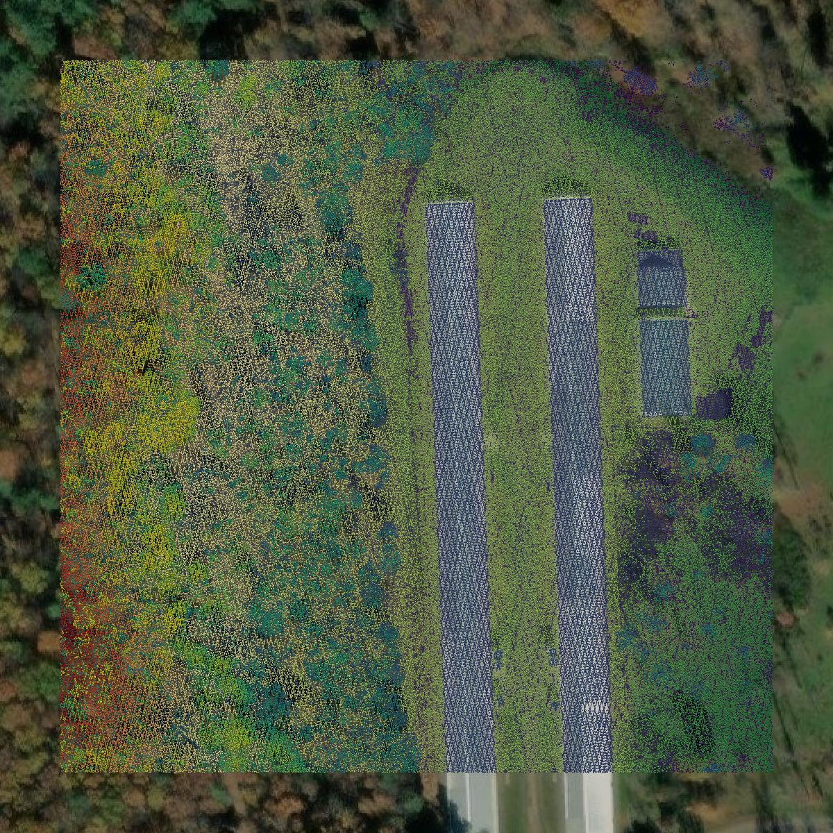 This image shows a LiDAR point cloud in Highland County created using GIS data in Equator.