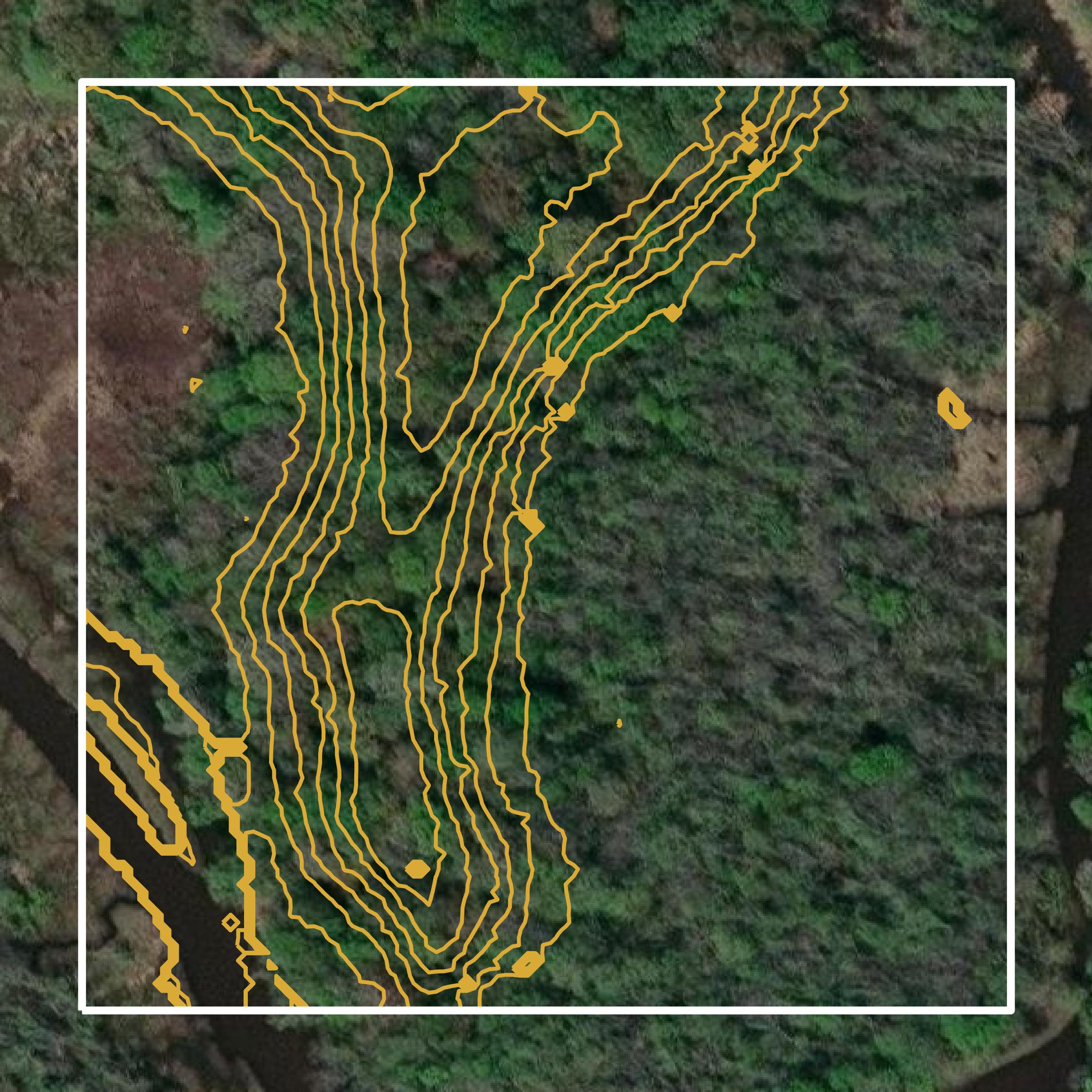 This image shows a contour map in Hopewell city created using GIS data in Equator.