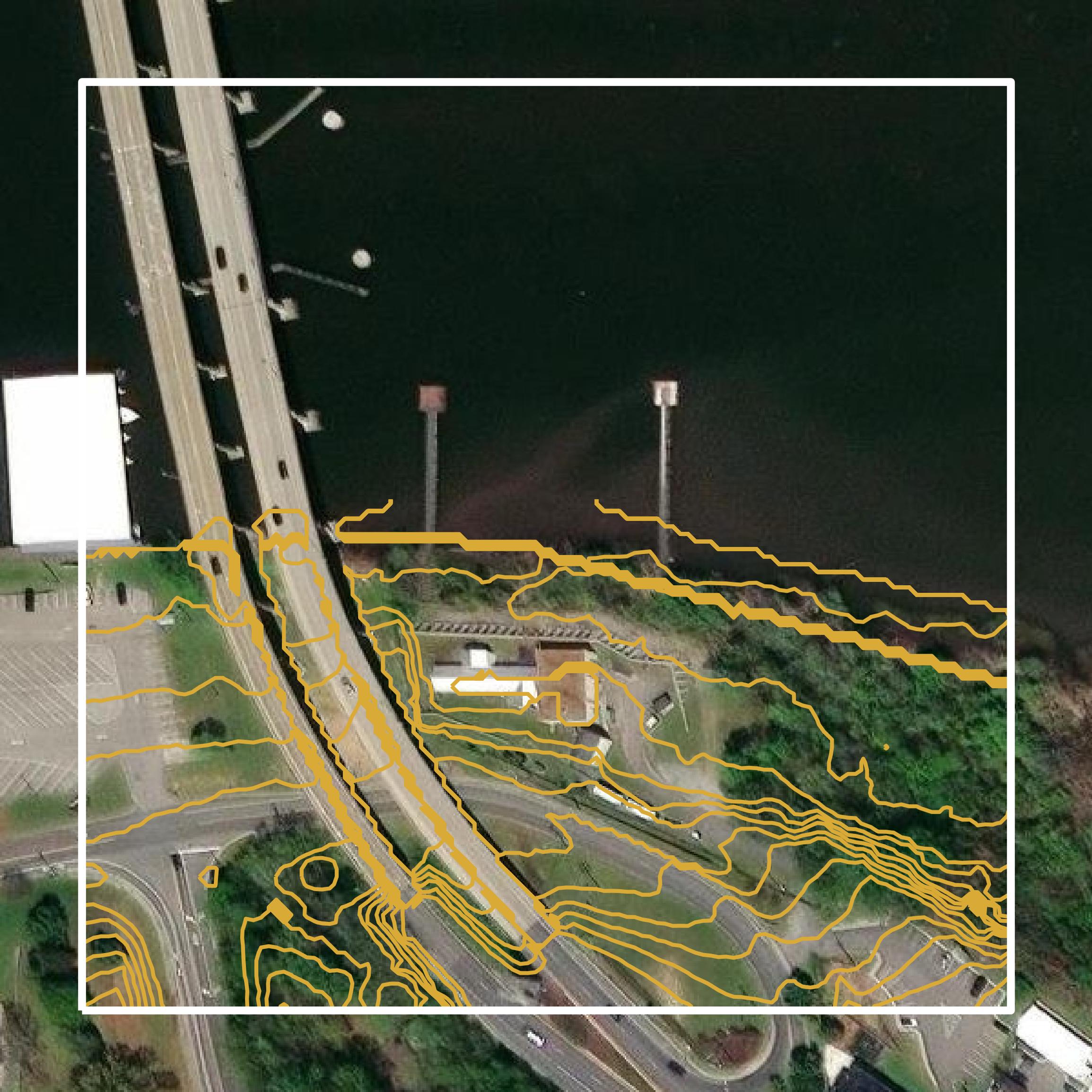 This image shows a contour map in Hopewell city created using GIS data in Equator.