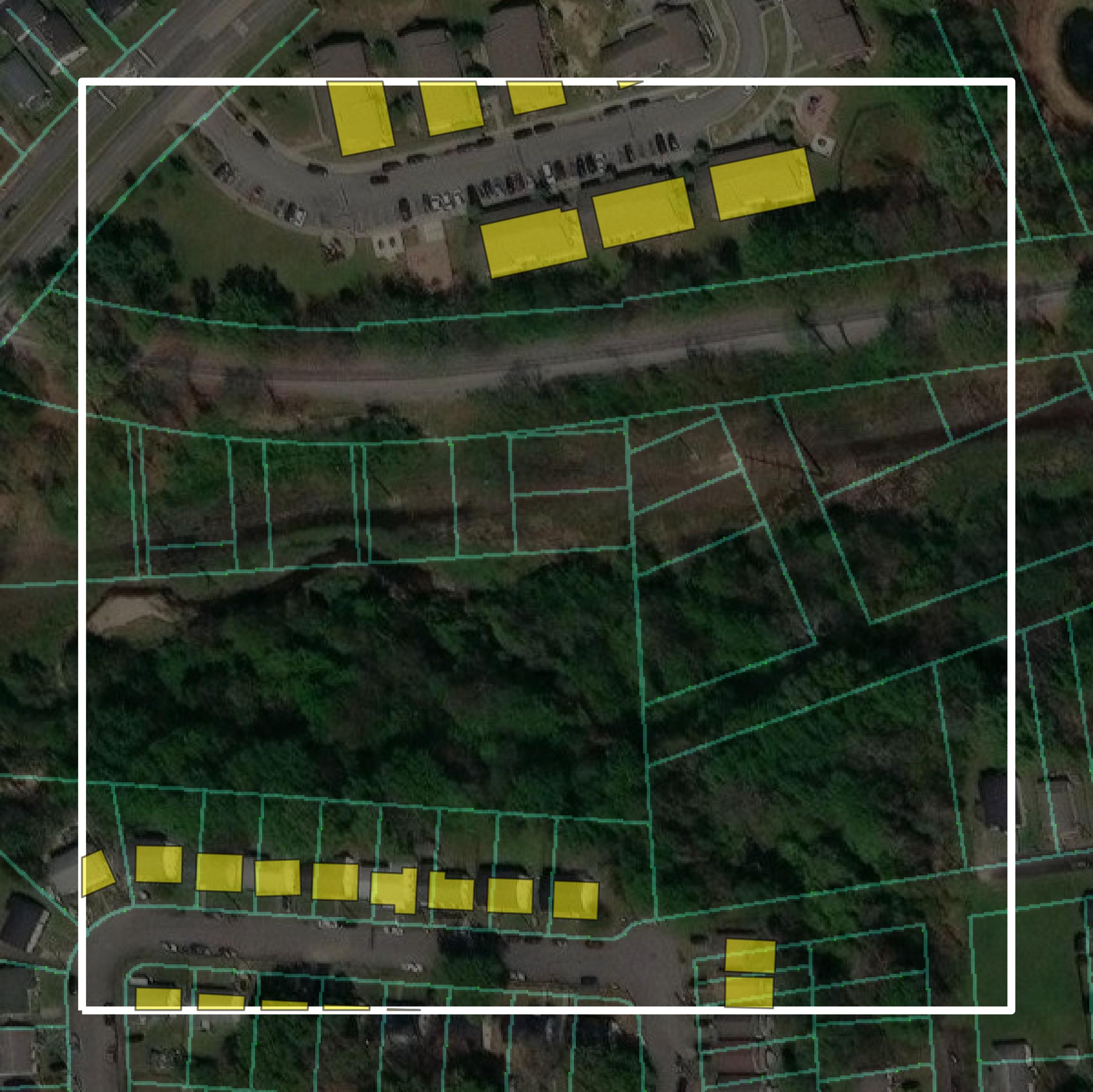 This image shows parcel and building data in Hopewell city created using GIS data in Equator.