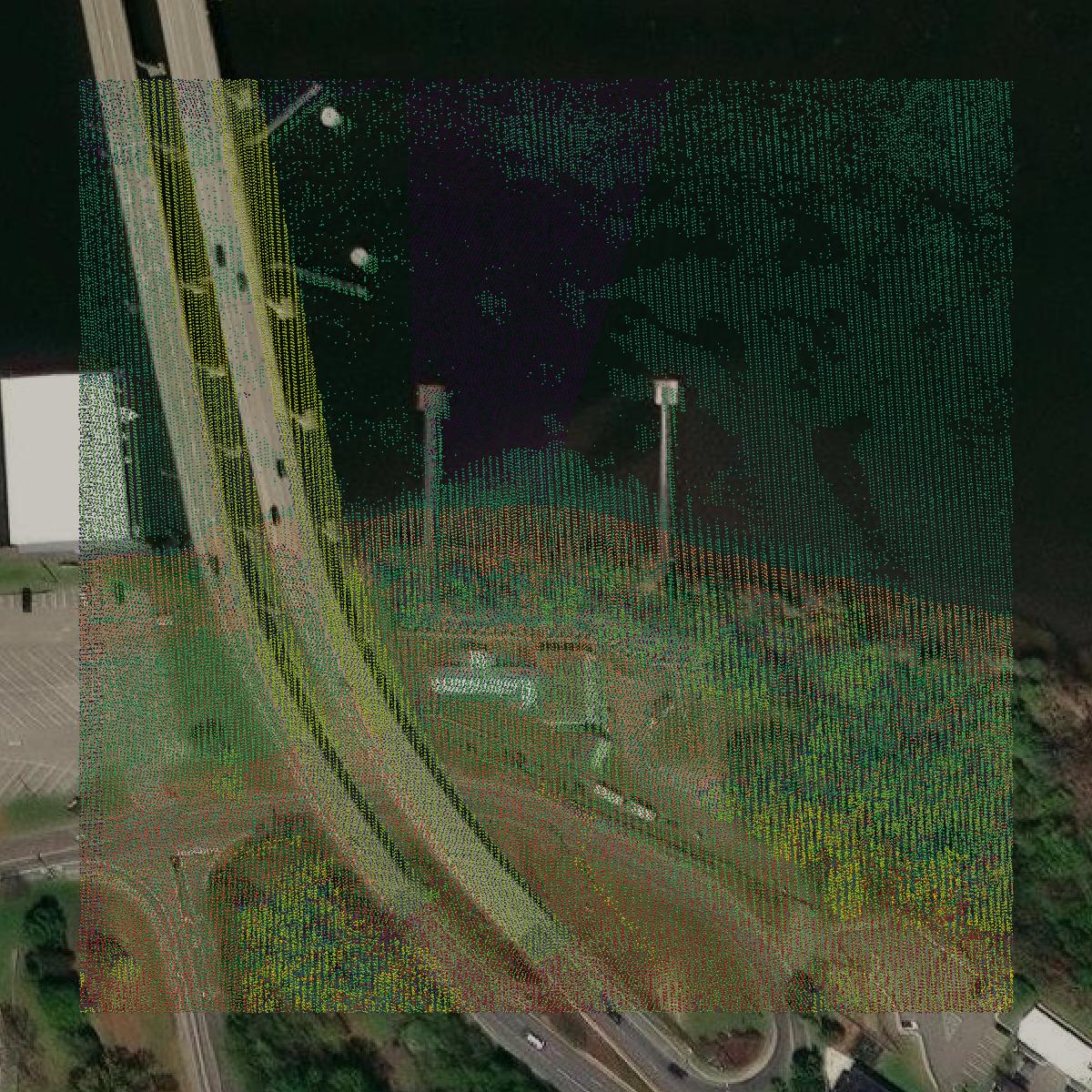 This image shows a LiDAR point cloud in Hopewell city created using GIS data in Equator.