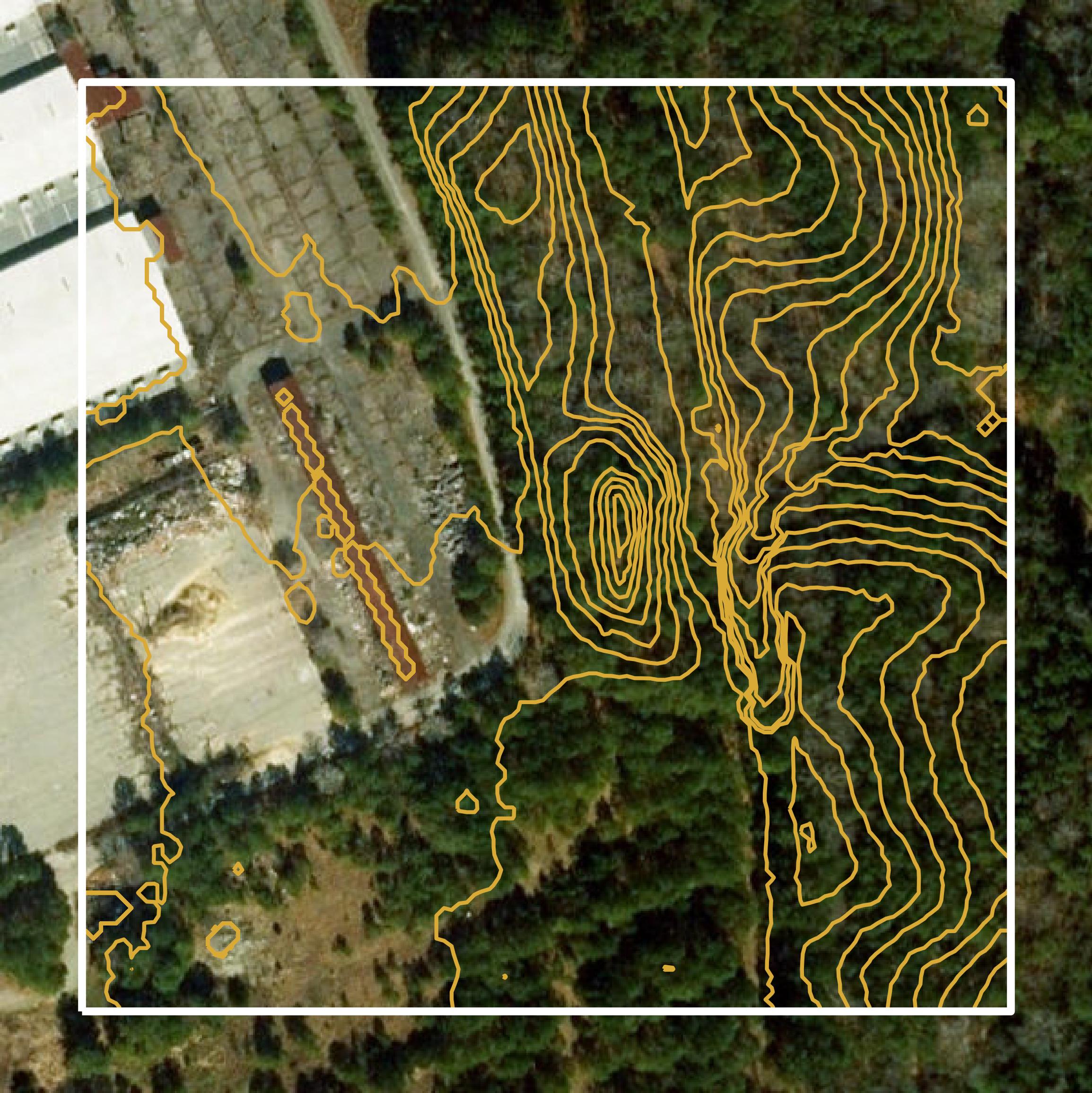 This image shows a contour map in James City County created using GIS data in Equator.