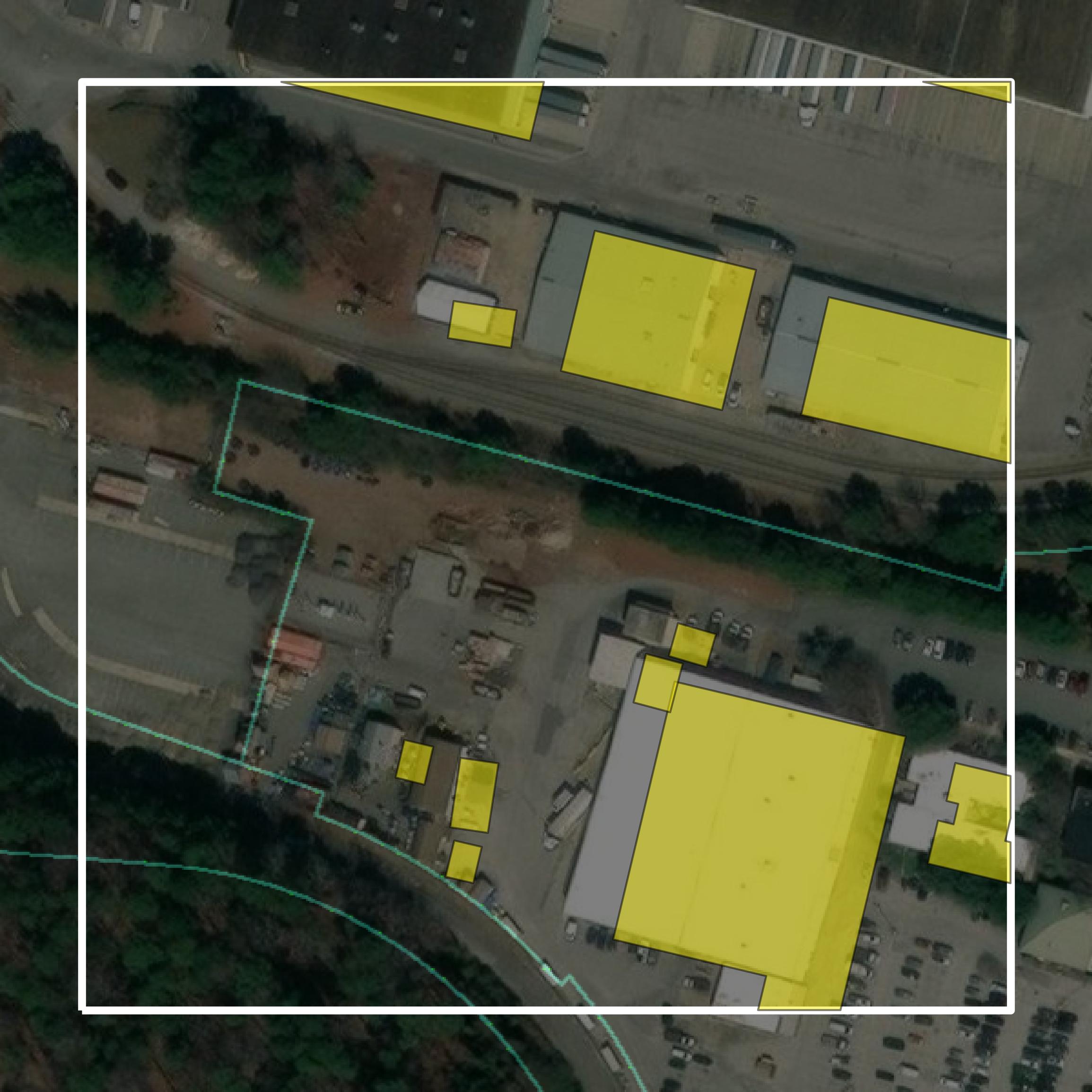 This image shows parcel and building data in James City County created using GIS data in Equator.