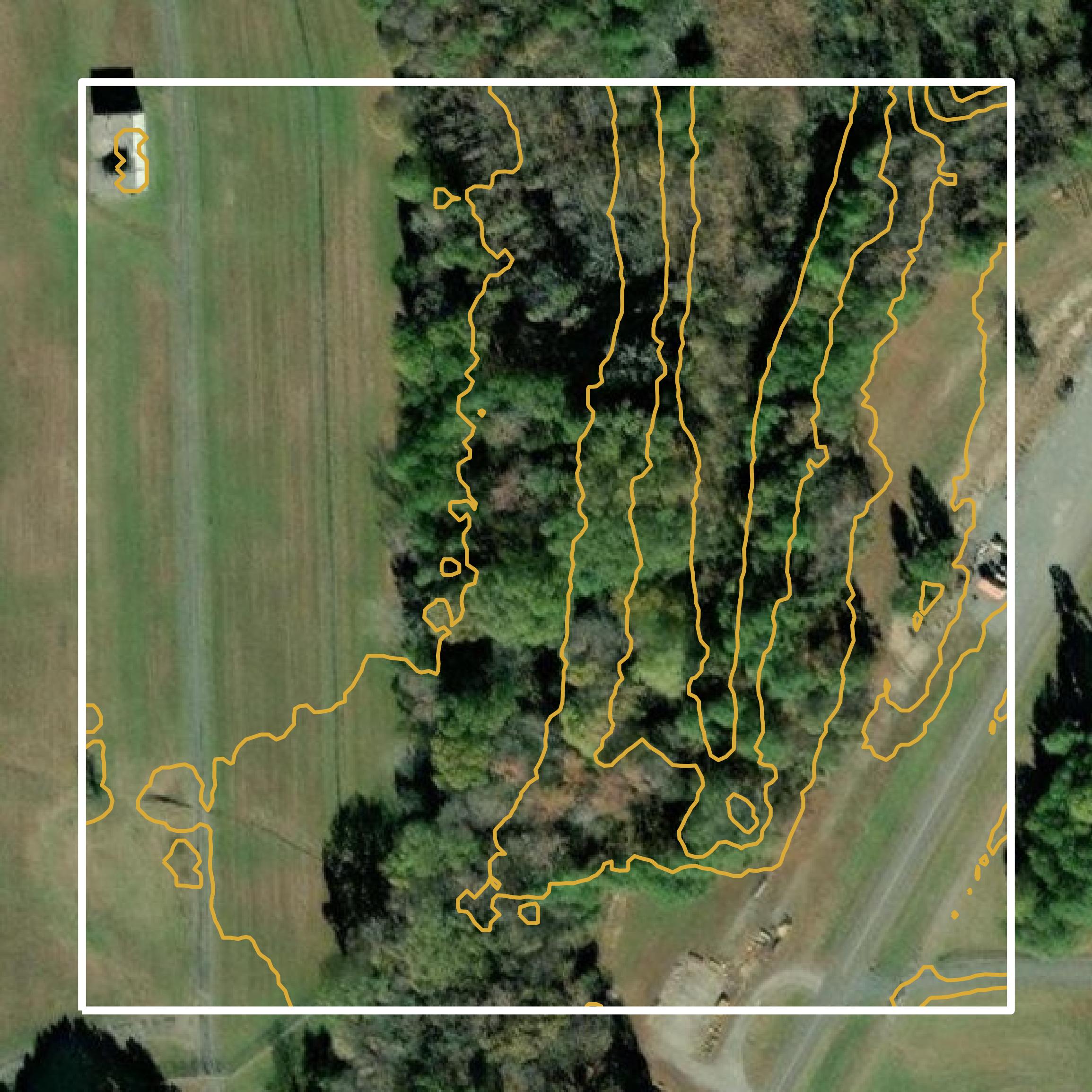 This image shows a contour map in King George County created using GIS data in Equator.
