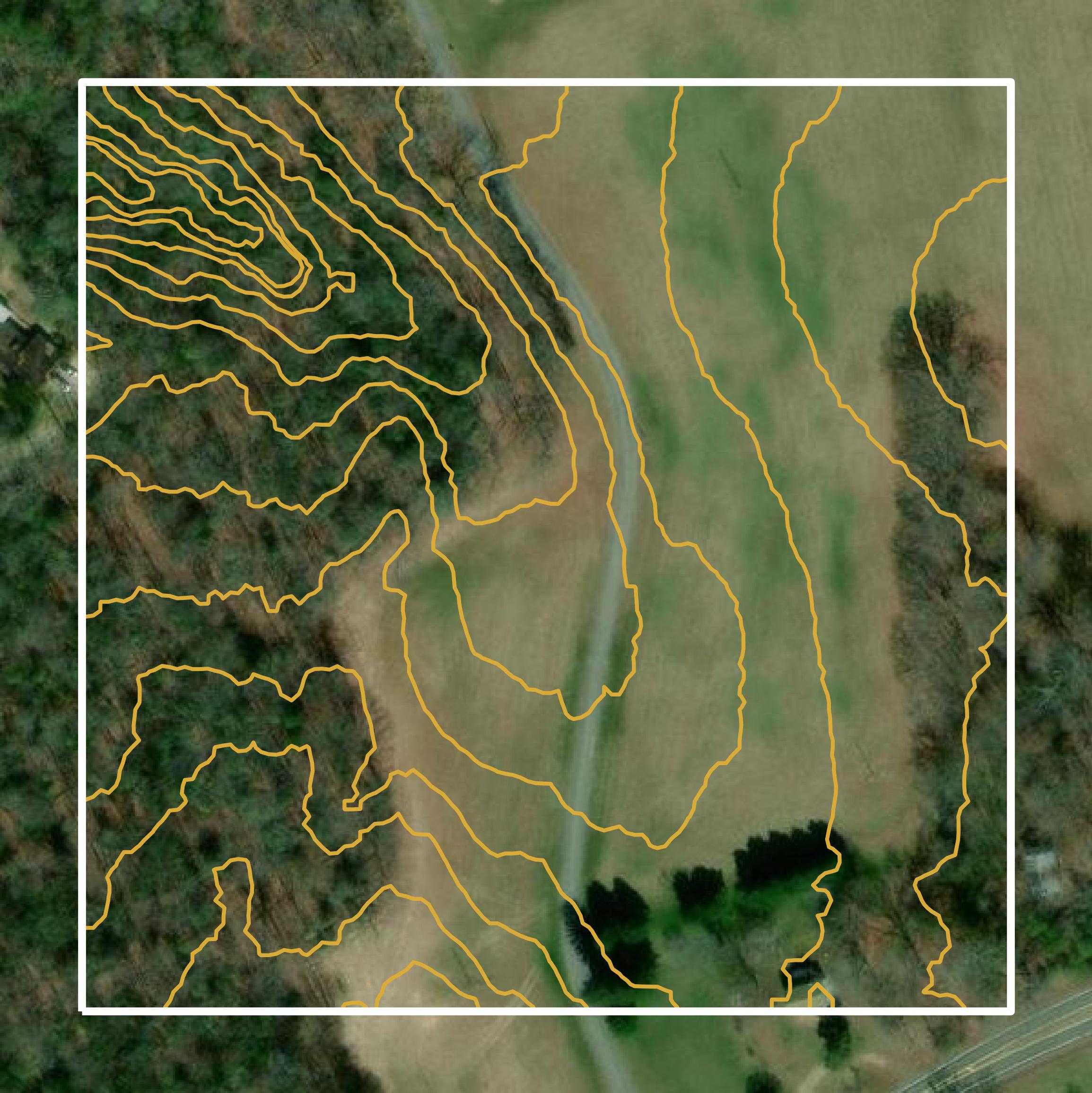 This image shows a contour map in King George County created using GIS data in Equator.