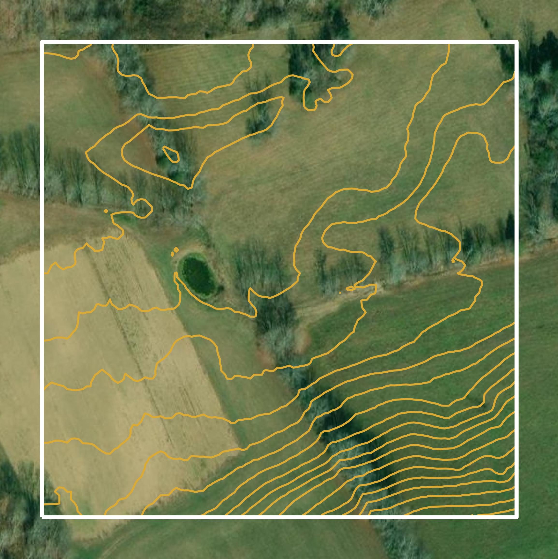 This image shows a contour map in Lee County created using GIS data in Equator.