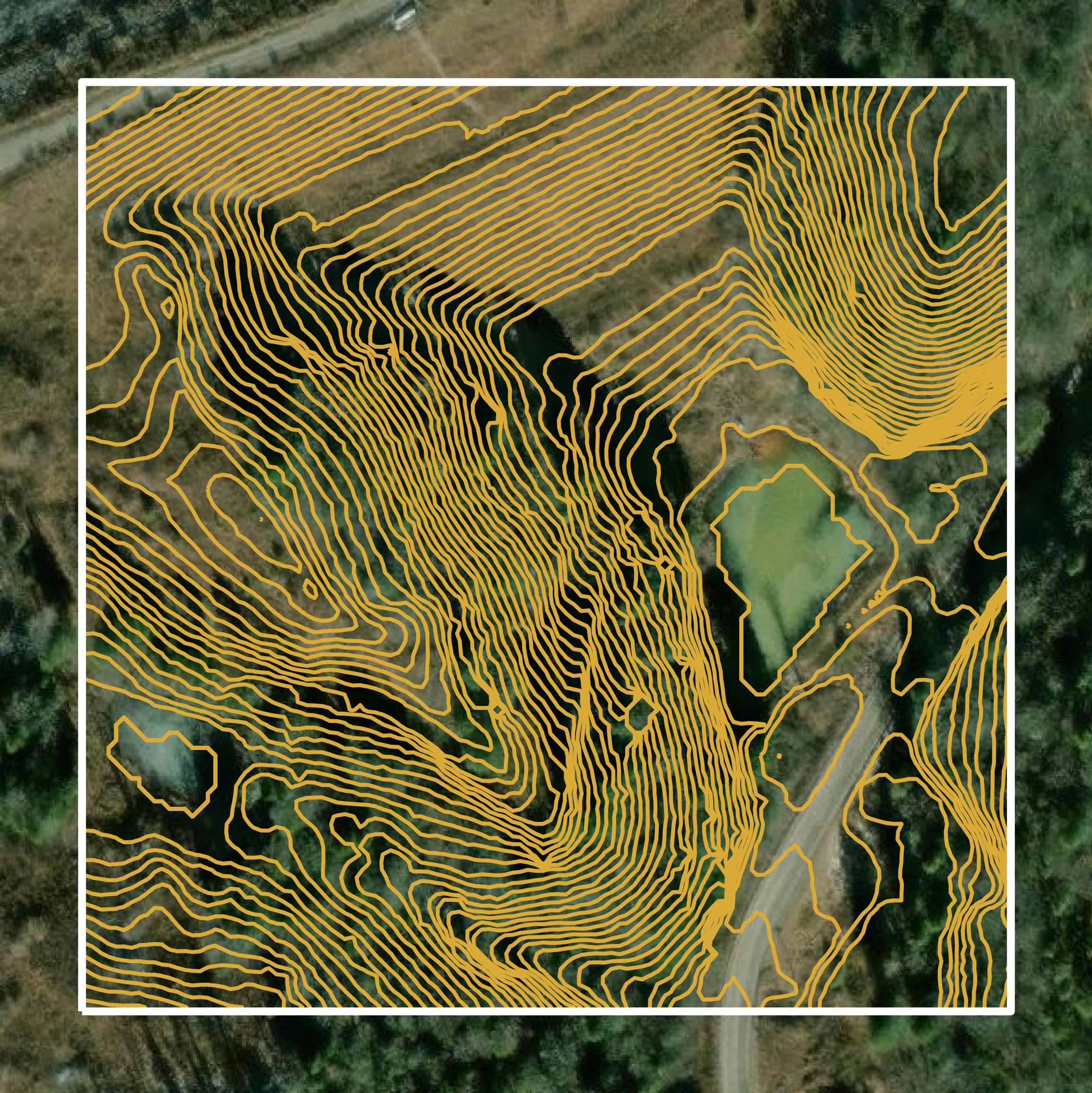 This image shows a contour map in Lee County created using GIS data in Equator.