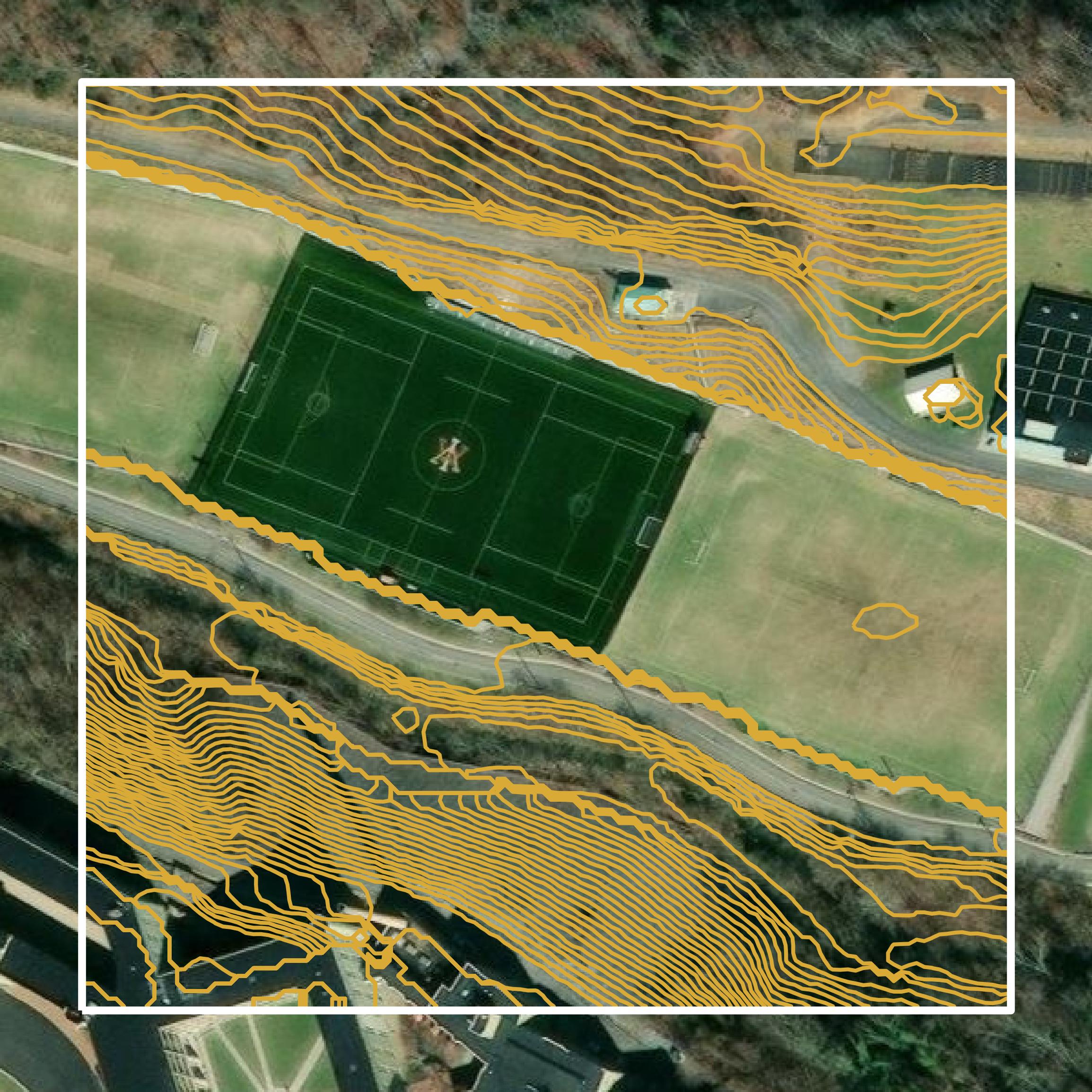 This image shows a contour map in Lexington city created using GIS data in Equator.