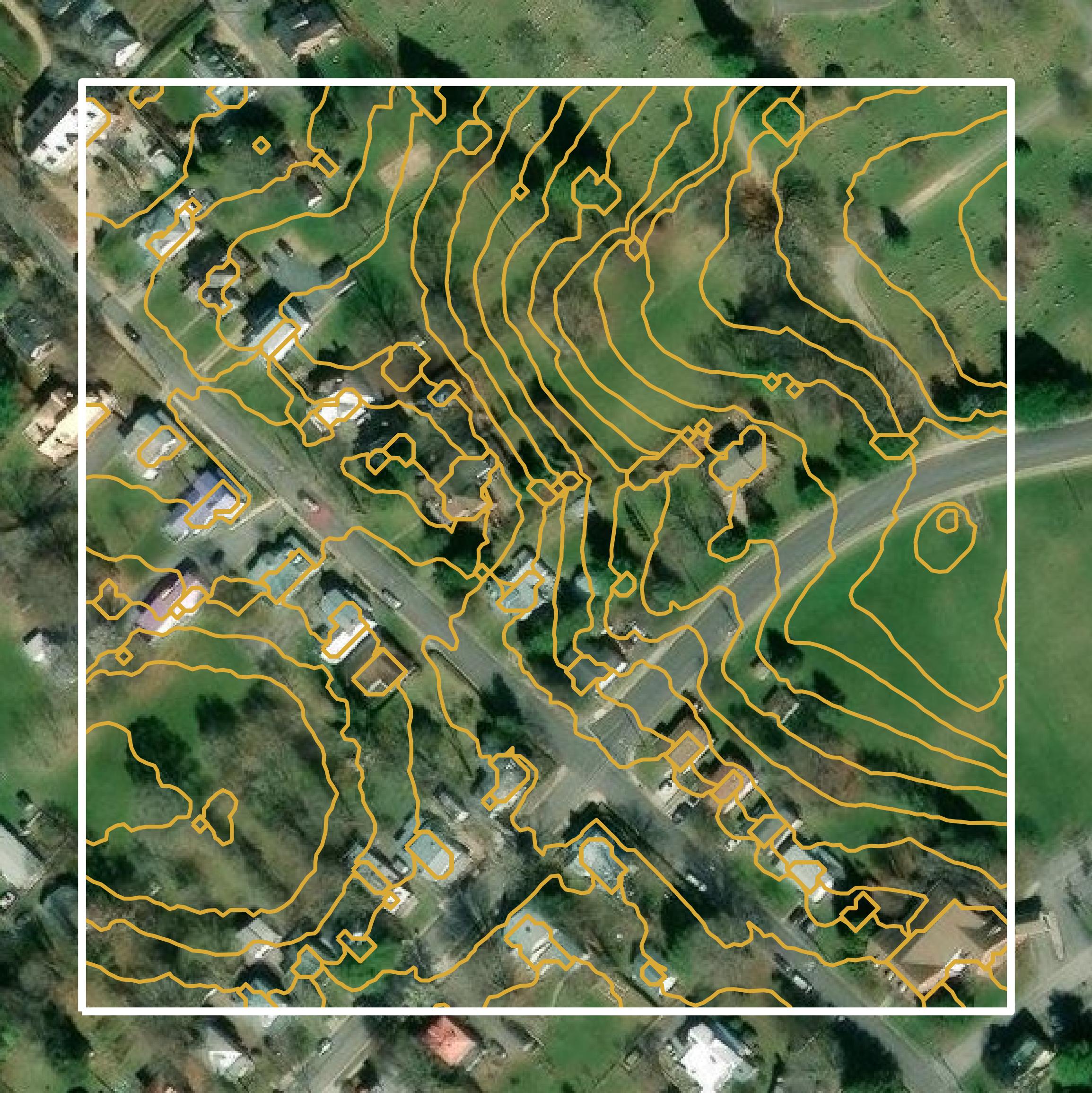 This image shows a contour map in Lexington city created using GIS data in Equator.