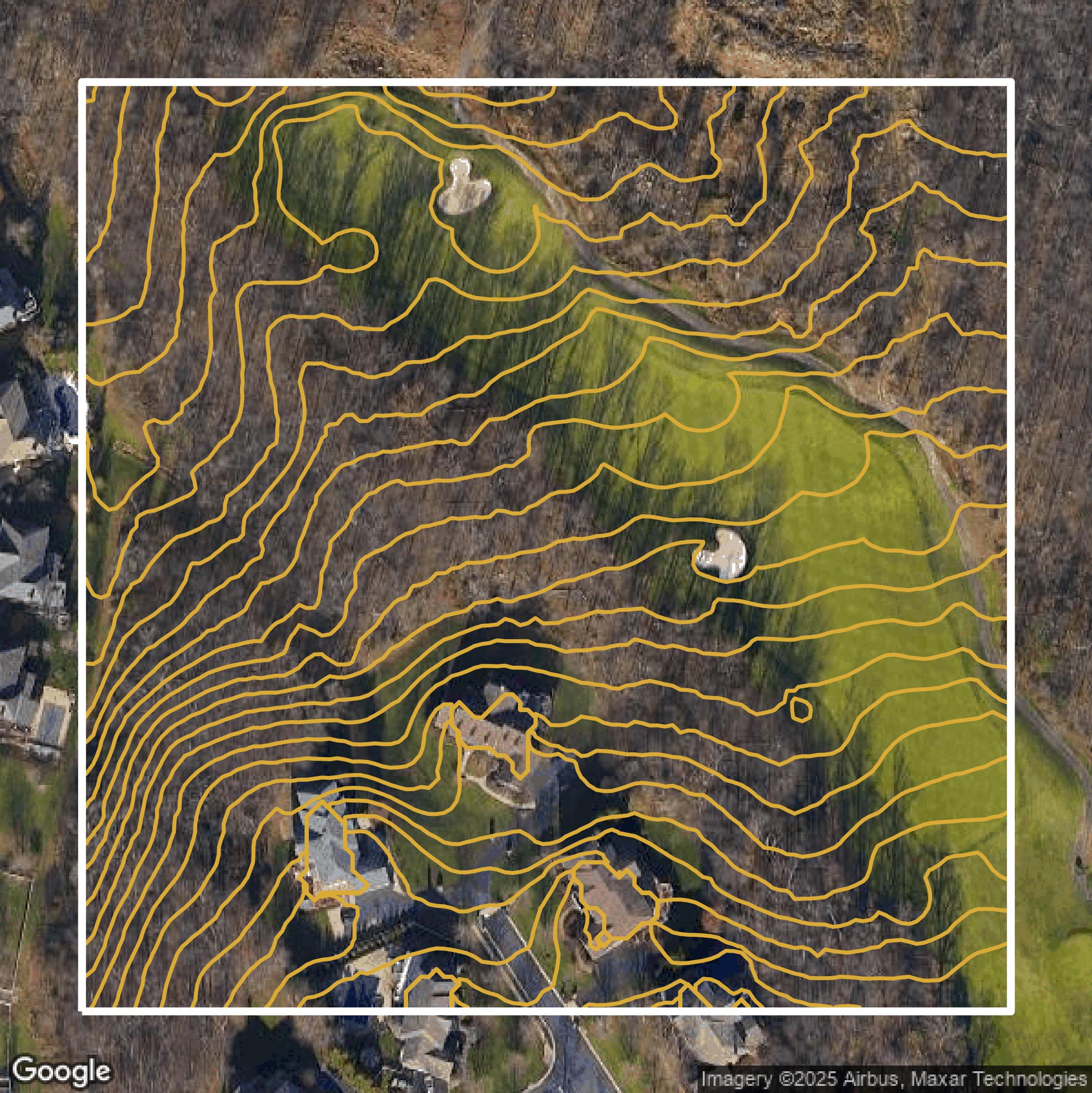 This image shows a contour map in Loudoun County created using GIS data in Equator.