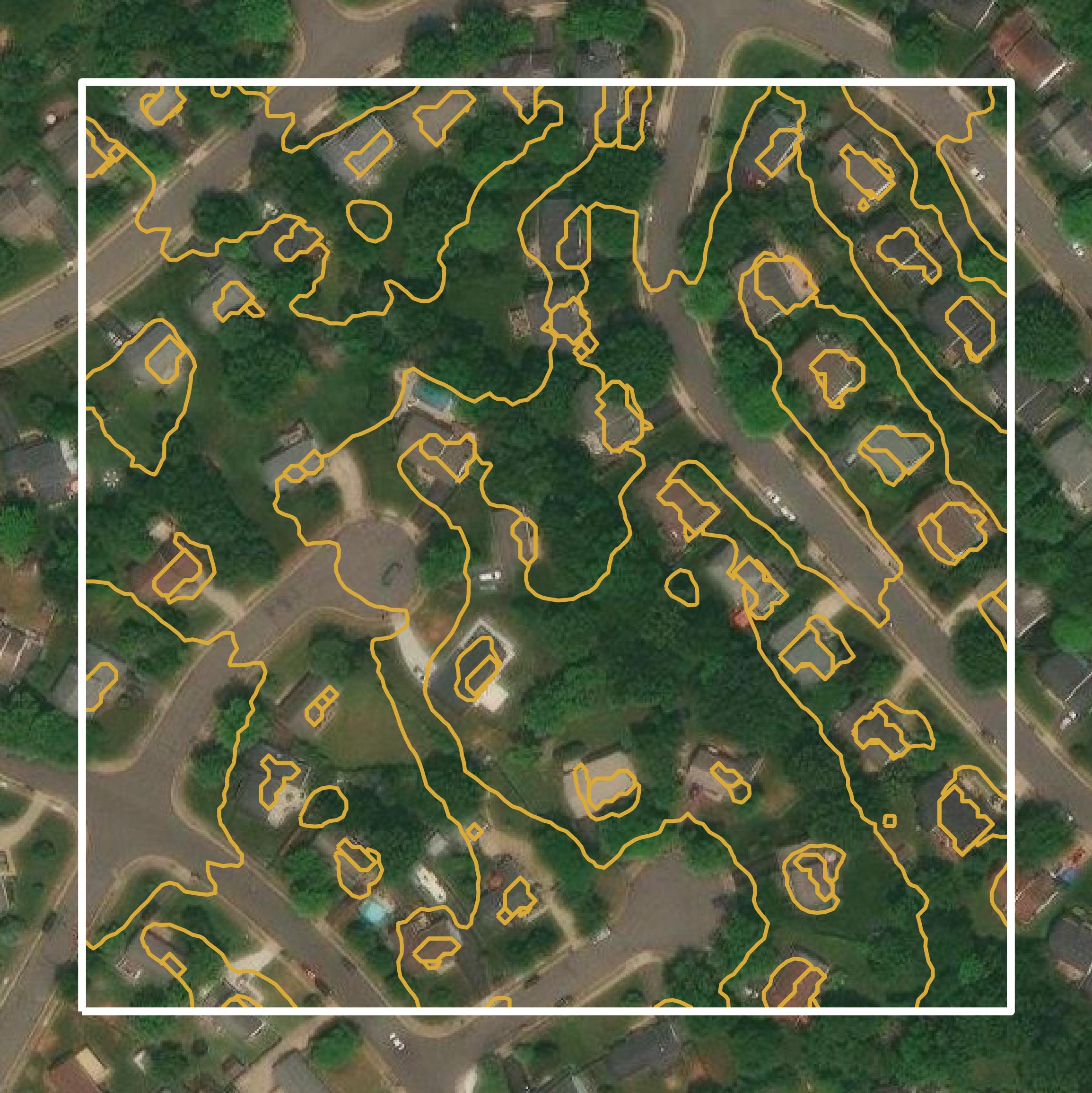 This image shows a contour map in Manassas city created using GIS data in Equator.