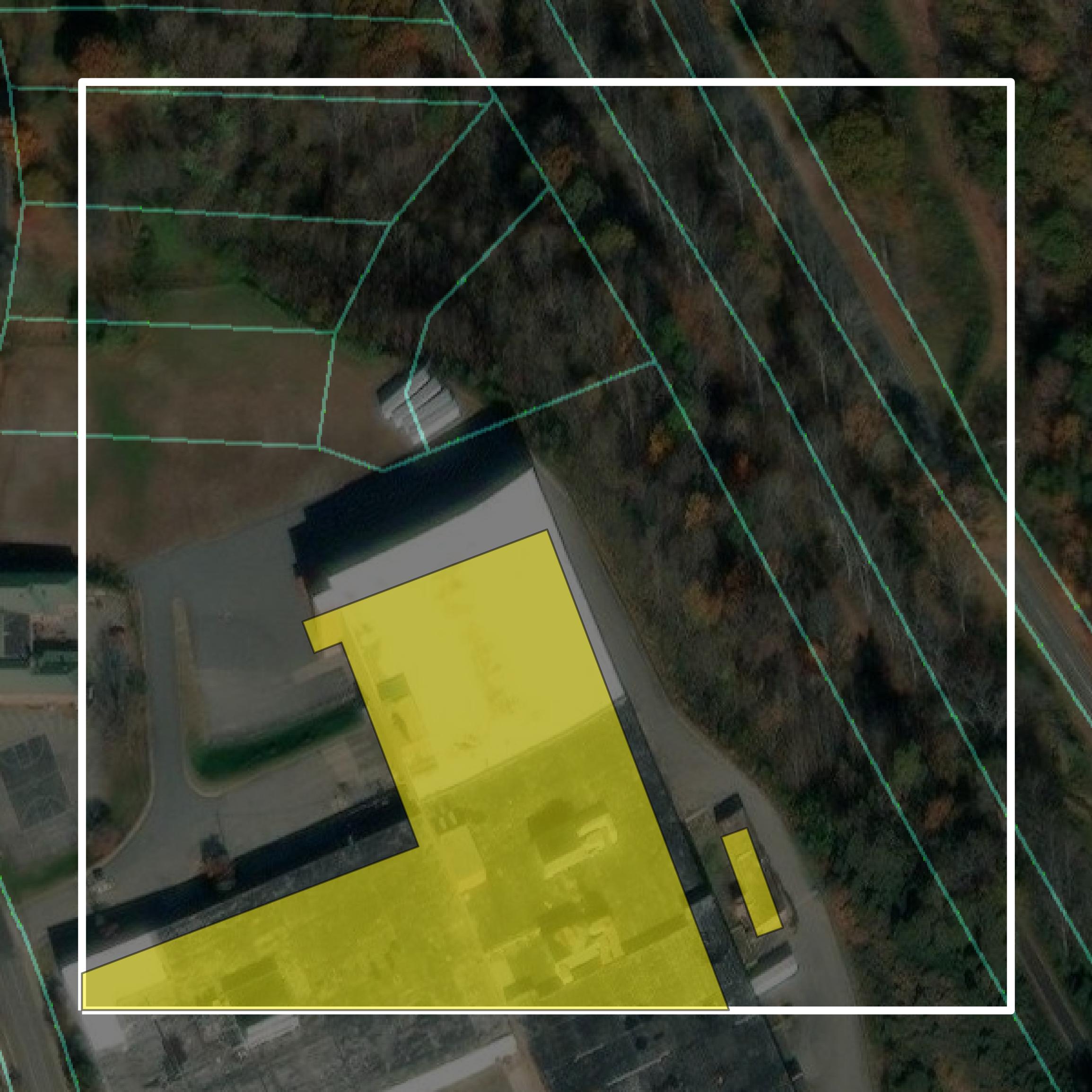 This image shows parcel and building data in Martinsville city created using GIS data in Equator.