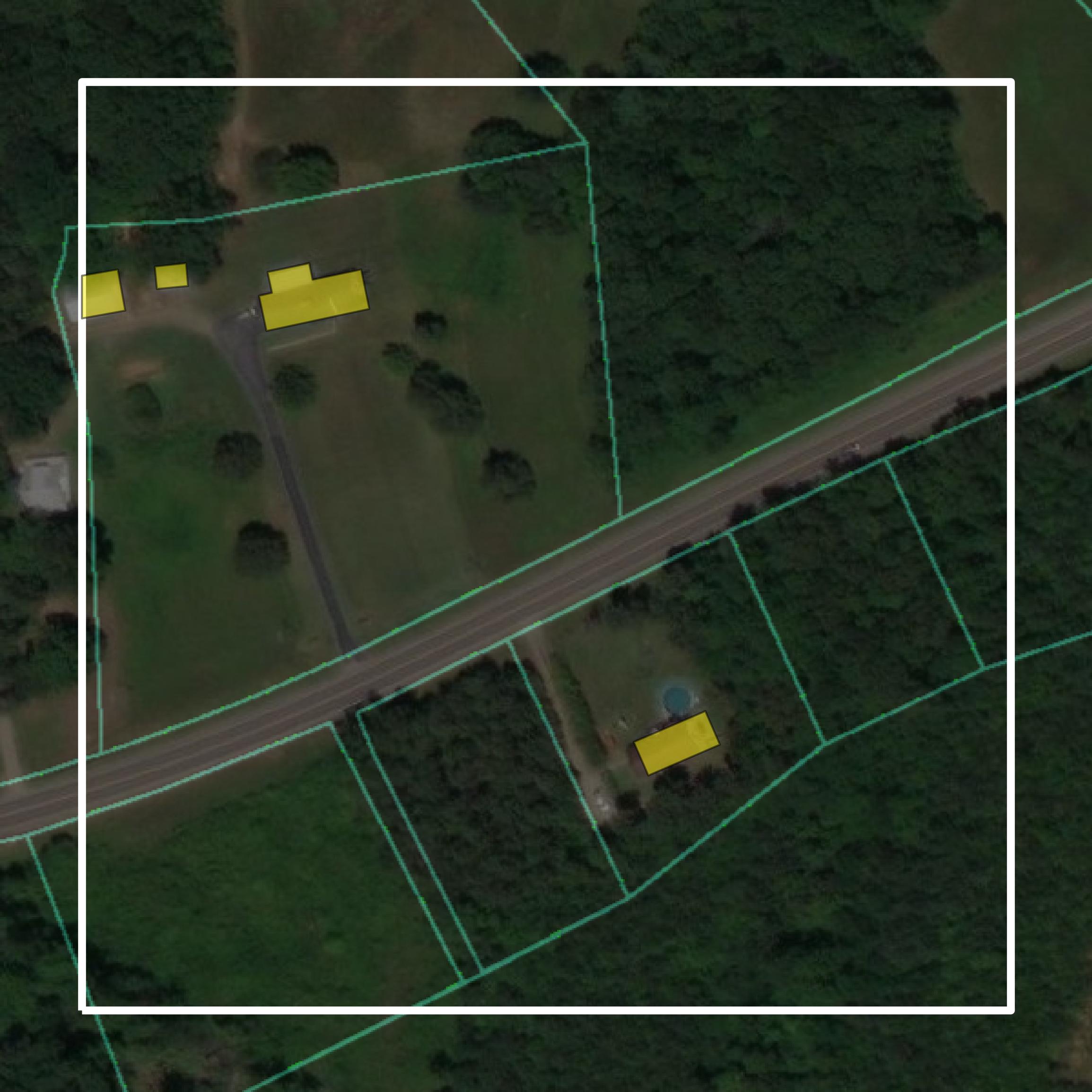 This image shows parcel and building data in Mecklenburg County created using GIS data in Equator.