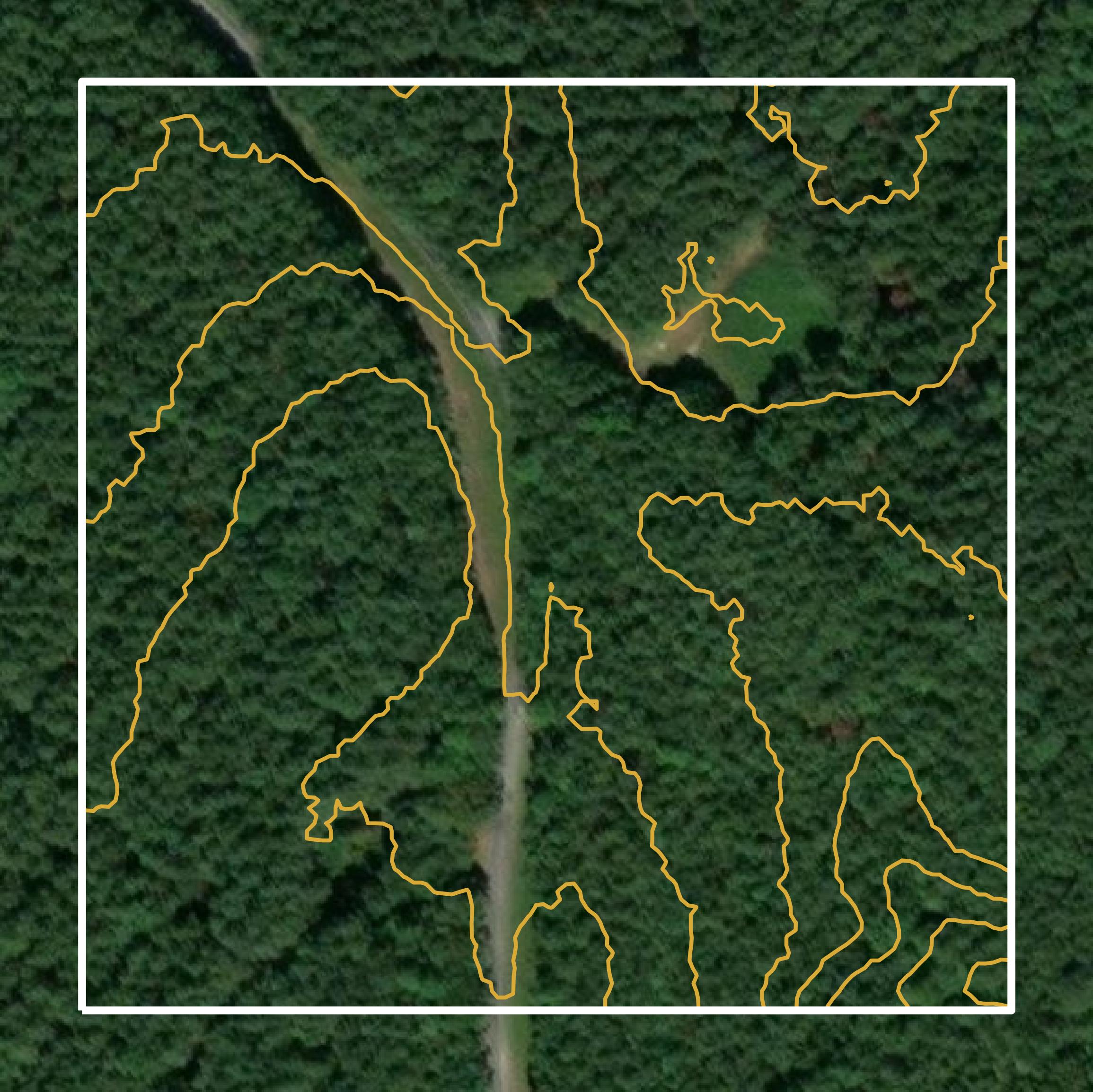 This image shows a contour map in New Kent County created using GIS data in Equator.