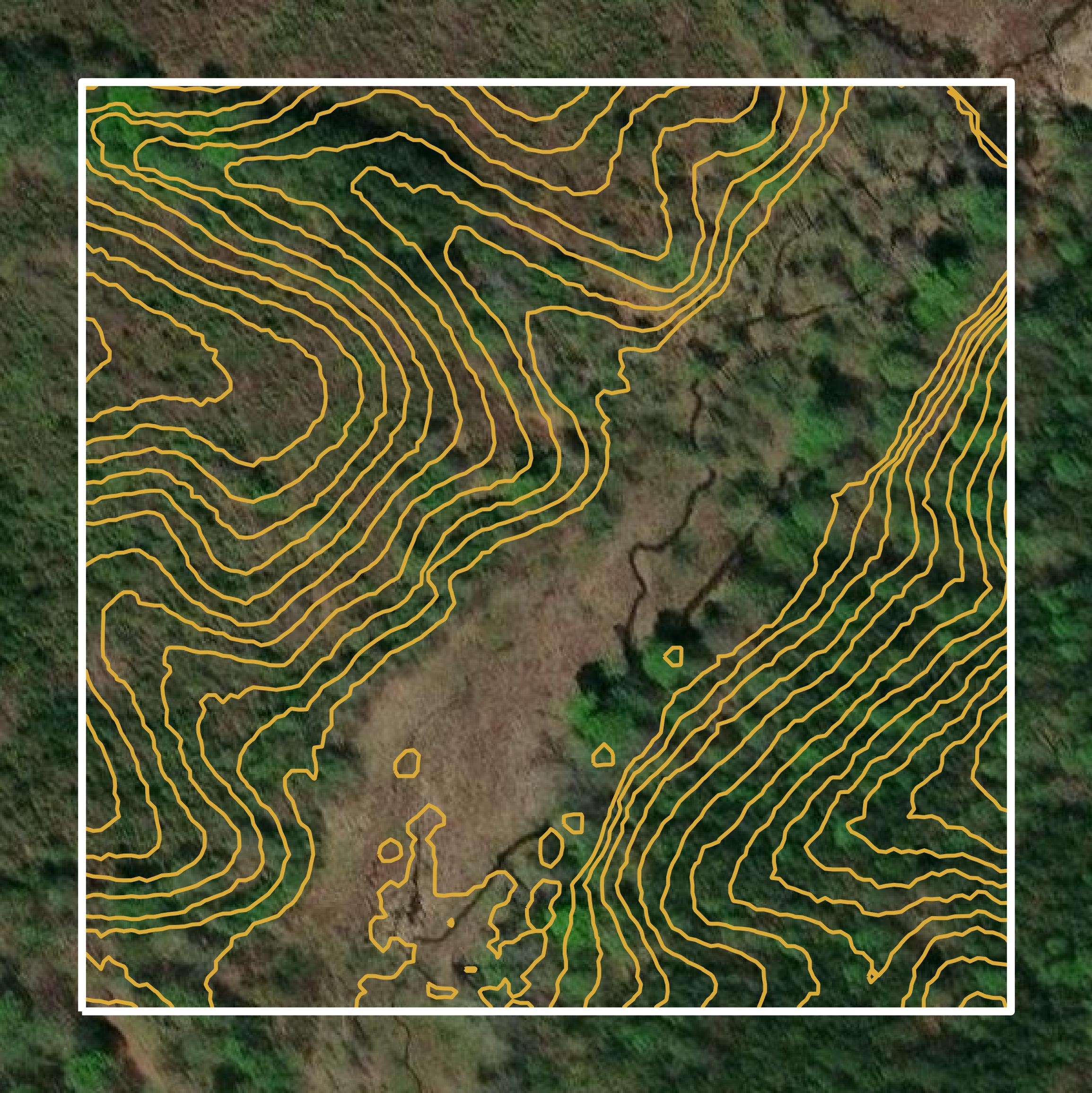 This image shows a contour map in New Kent County created using GIS data in Equator.