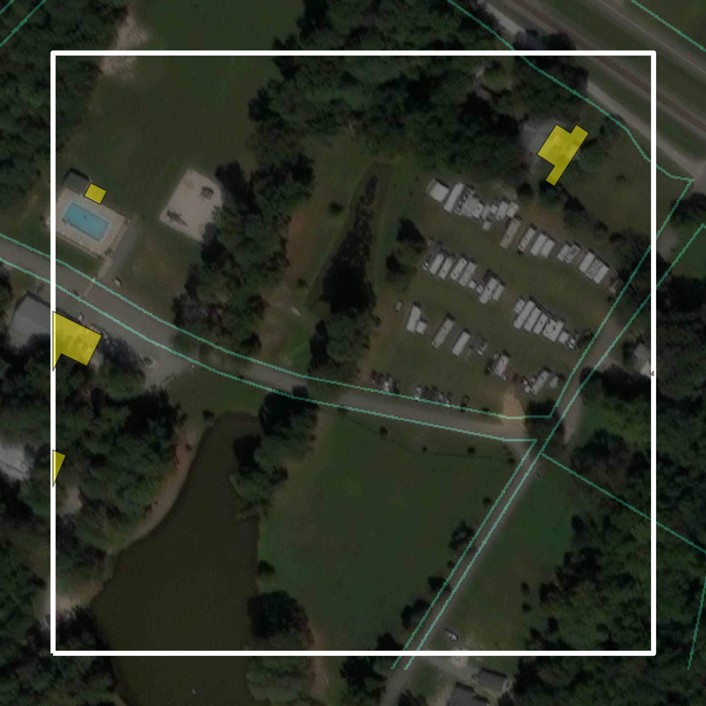 This image shows parcel and building data in New Kent County created using GIS data in Equator.