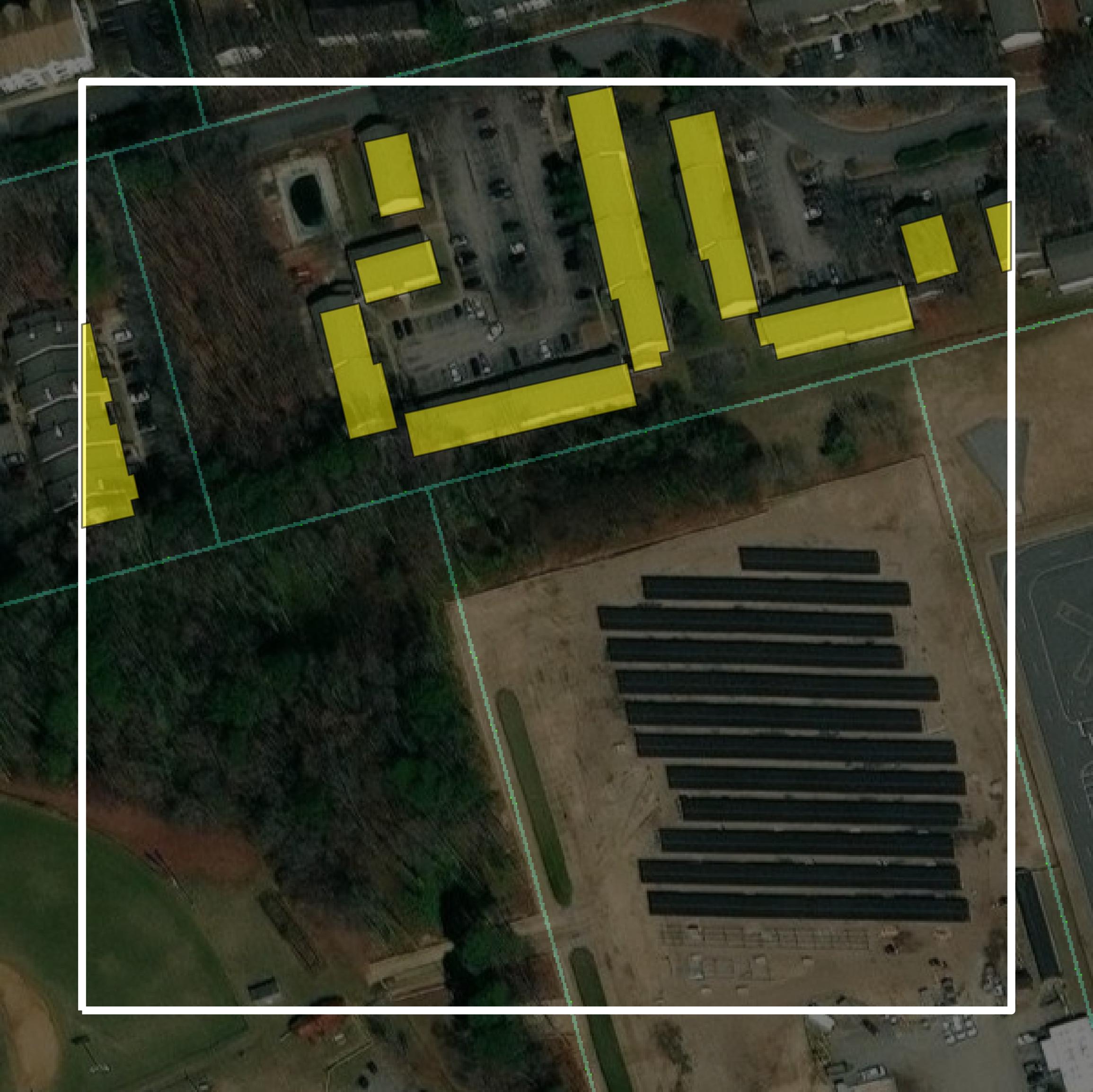 This image shows parcel and building data in Newport News city created using GIS data in Equator.