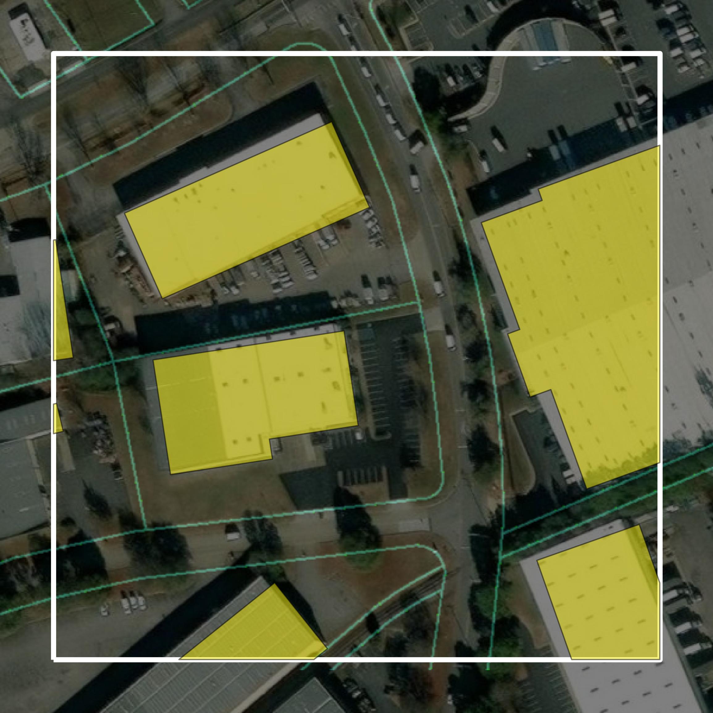 This image shows parcel and building data in Norfolk city created using GIS data in Equator.