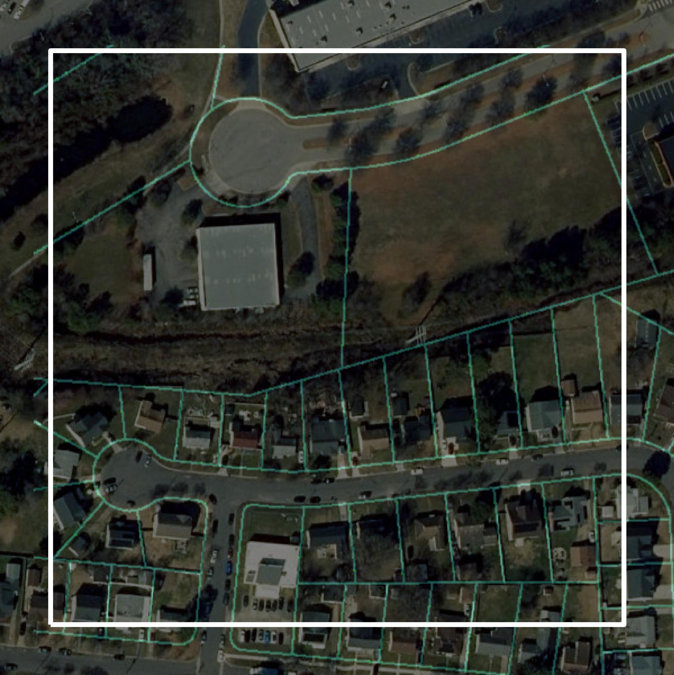 This image shows parcel and building data in Norfolk city created using GIS data in Equator.