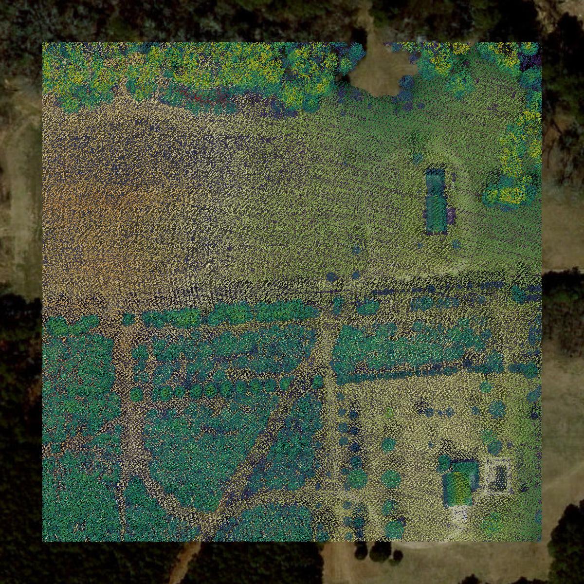 This image shows a LiDAR point cloud in Northampton County created using GIS data in Equator.