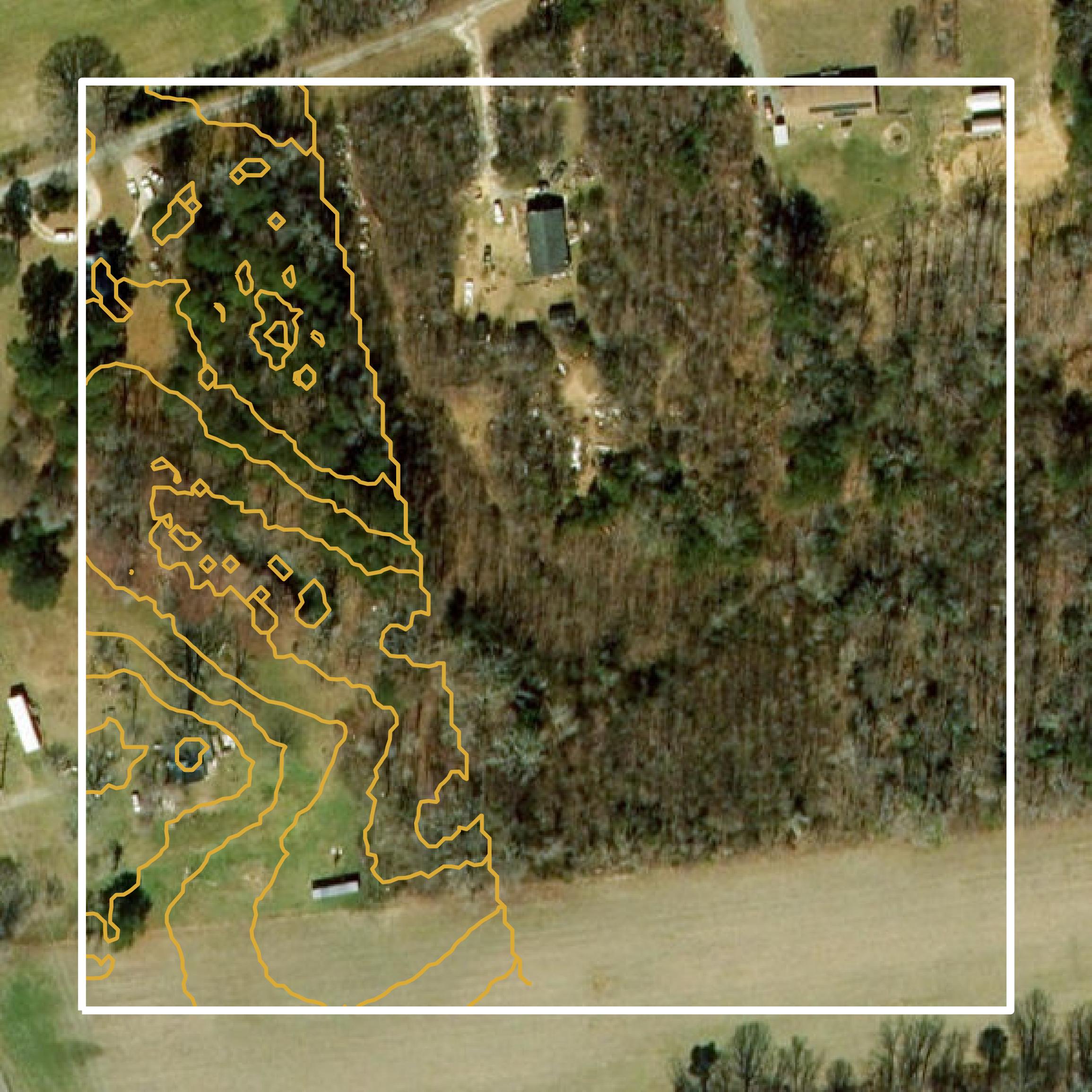 This image shows a contour map in Northumberland County created using GIS data in Equator.