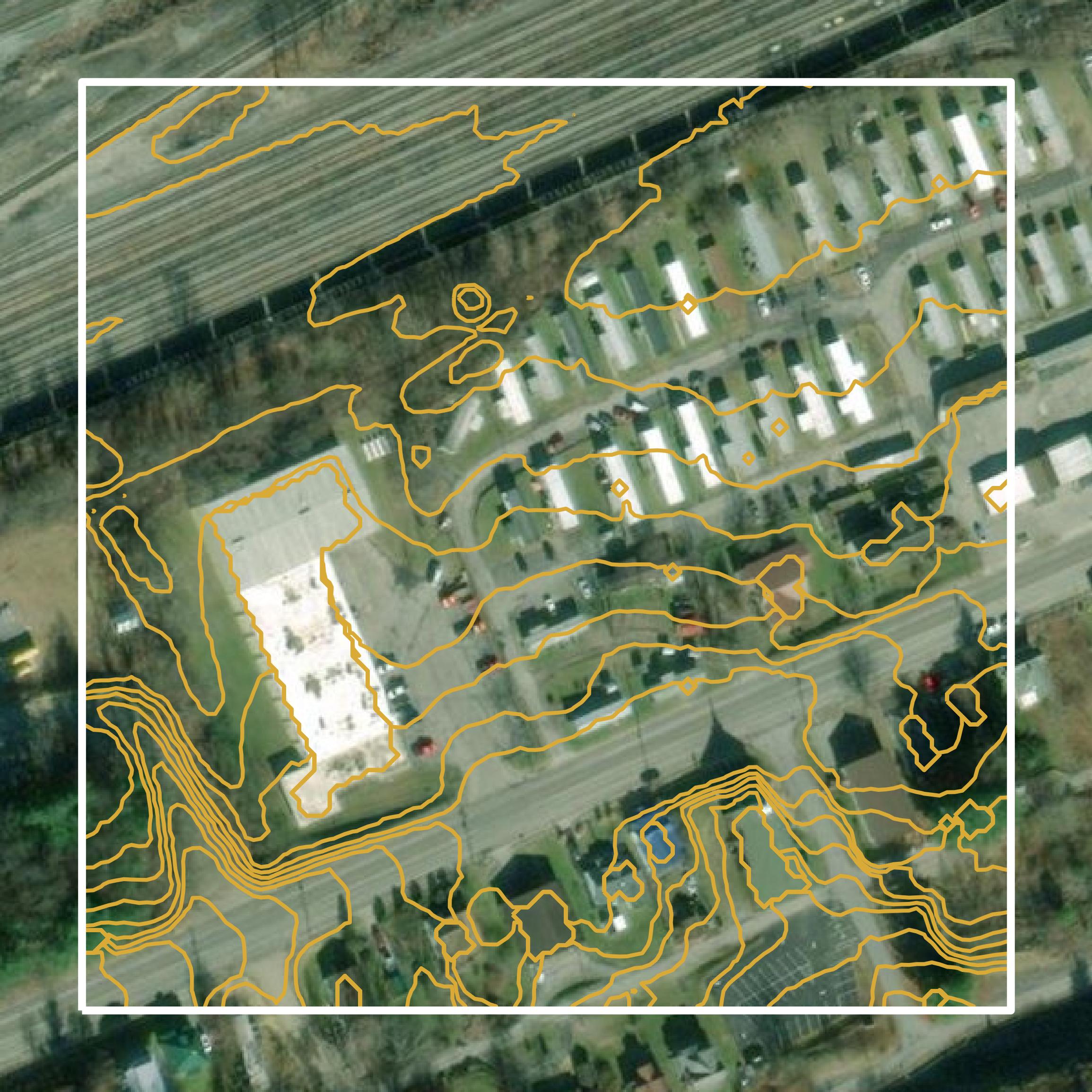 This image shows a contour map in Norton city created using GIS data in Equator.