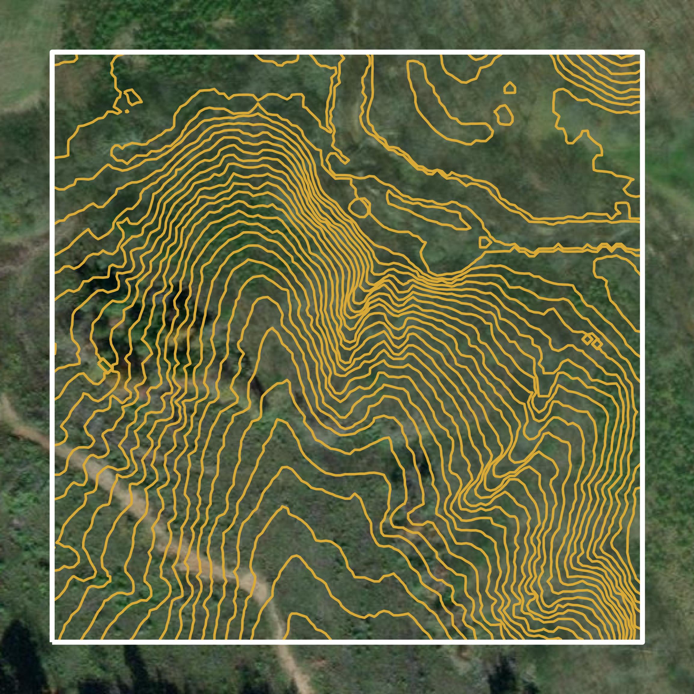 This image shows a contour map in Nottoway County created using GIS data in Equator.