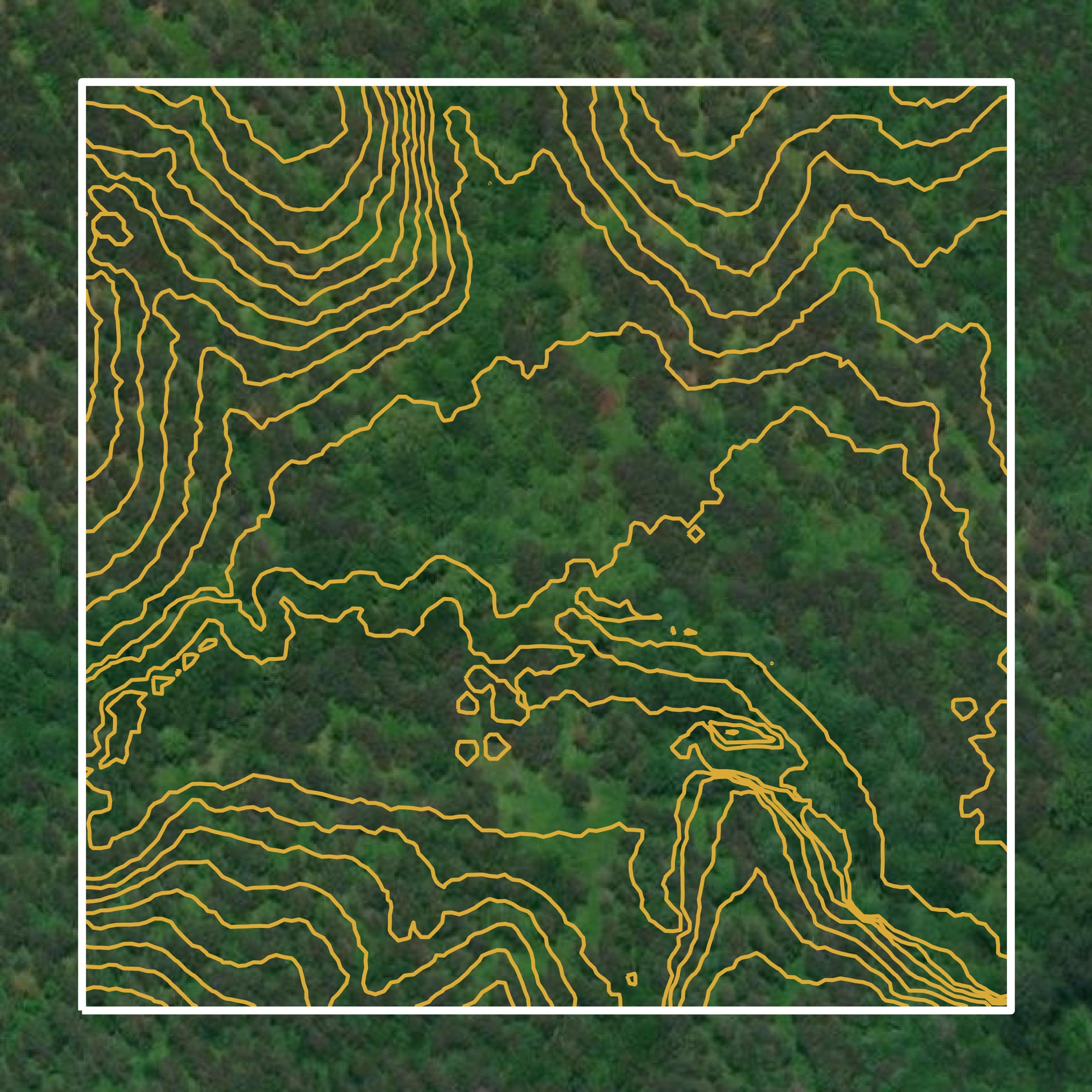 This image shows a contour map in Nottoway County created using GIS data in Equator.