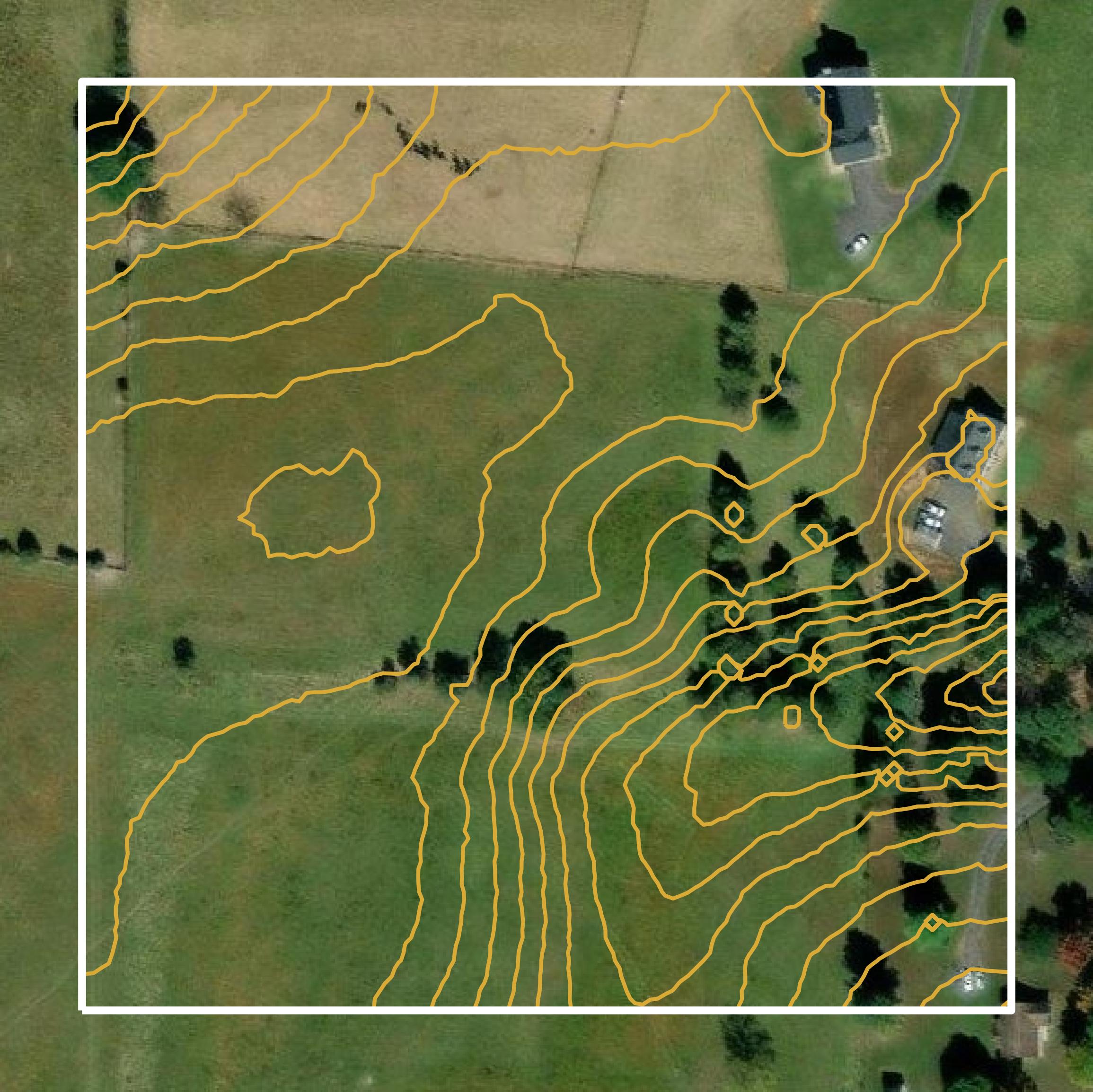 This image shows a contour map in Page County created using GIS data in Equator.