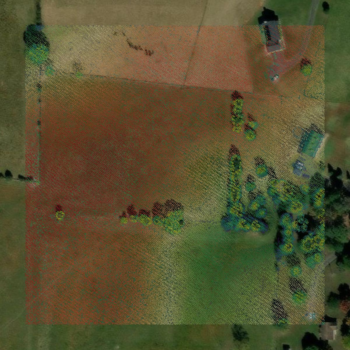 This image shows a LiDAR point cloud in Page County created using GIS data in Equator.
