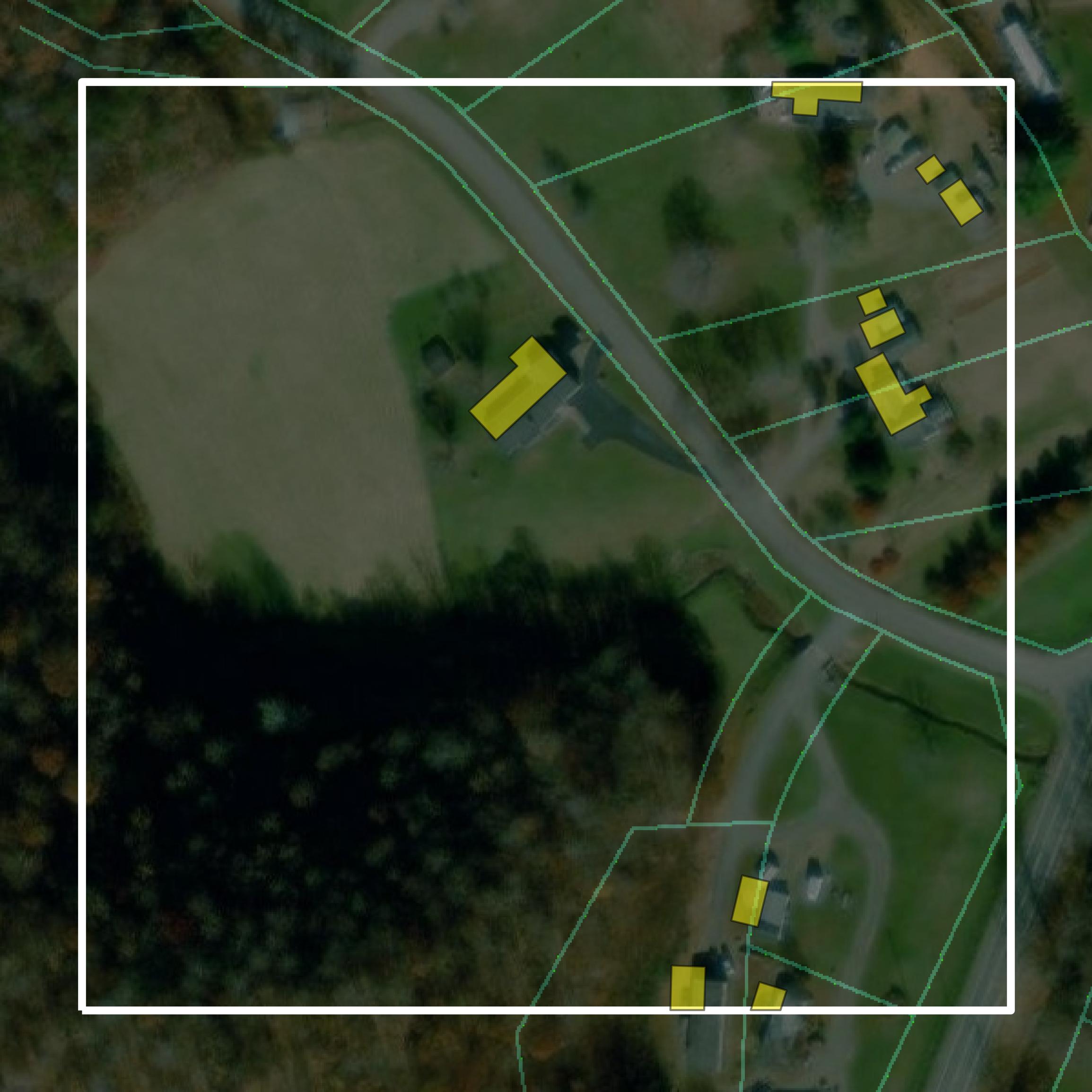 This image shows parcel and building data in Patrick County created using GIS data in Equator.