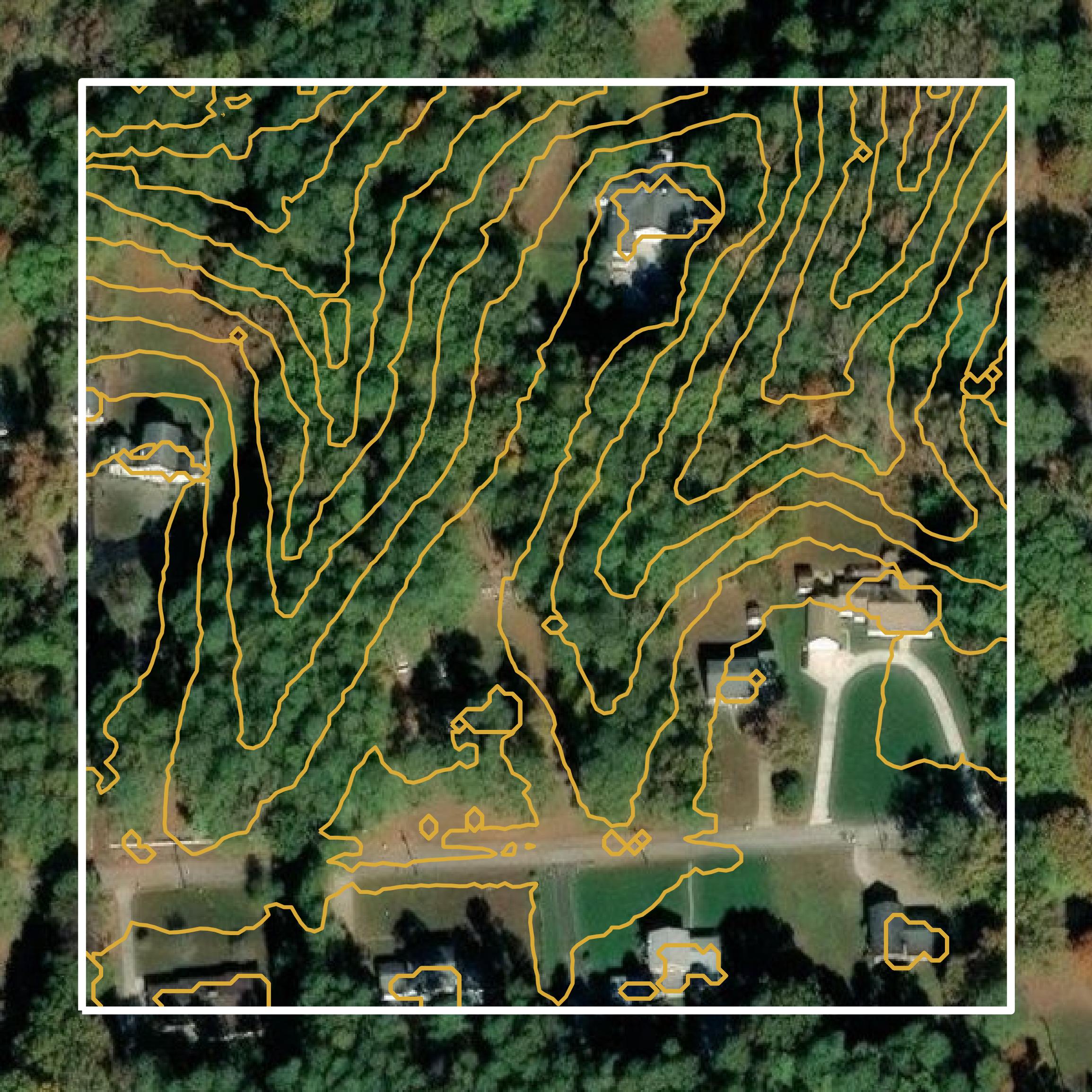 This image shows a contour map in Petersburg city created using GIS data in Equator.