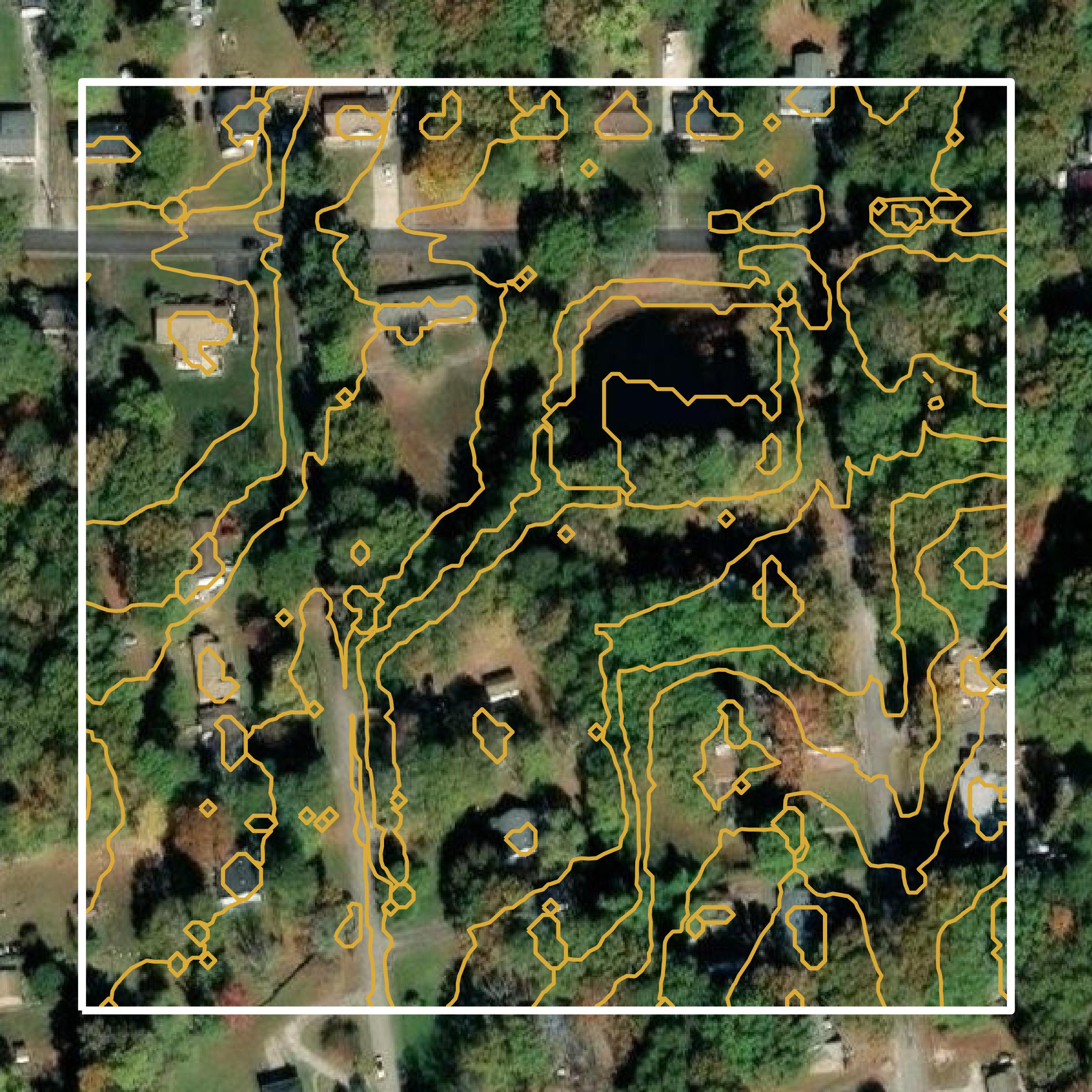 This image shows a contour map in Petersburg city created using GIS data in Equator.