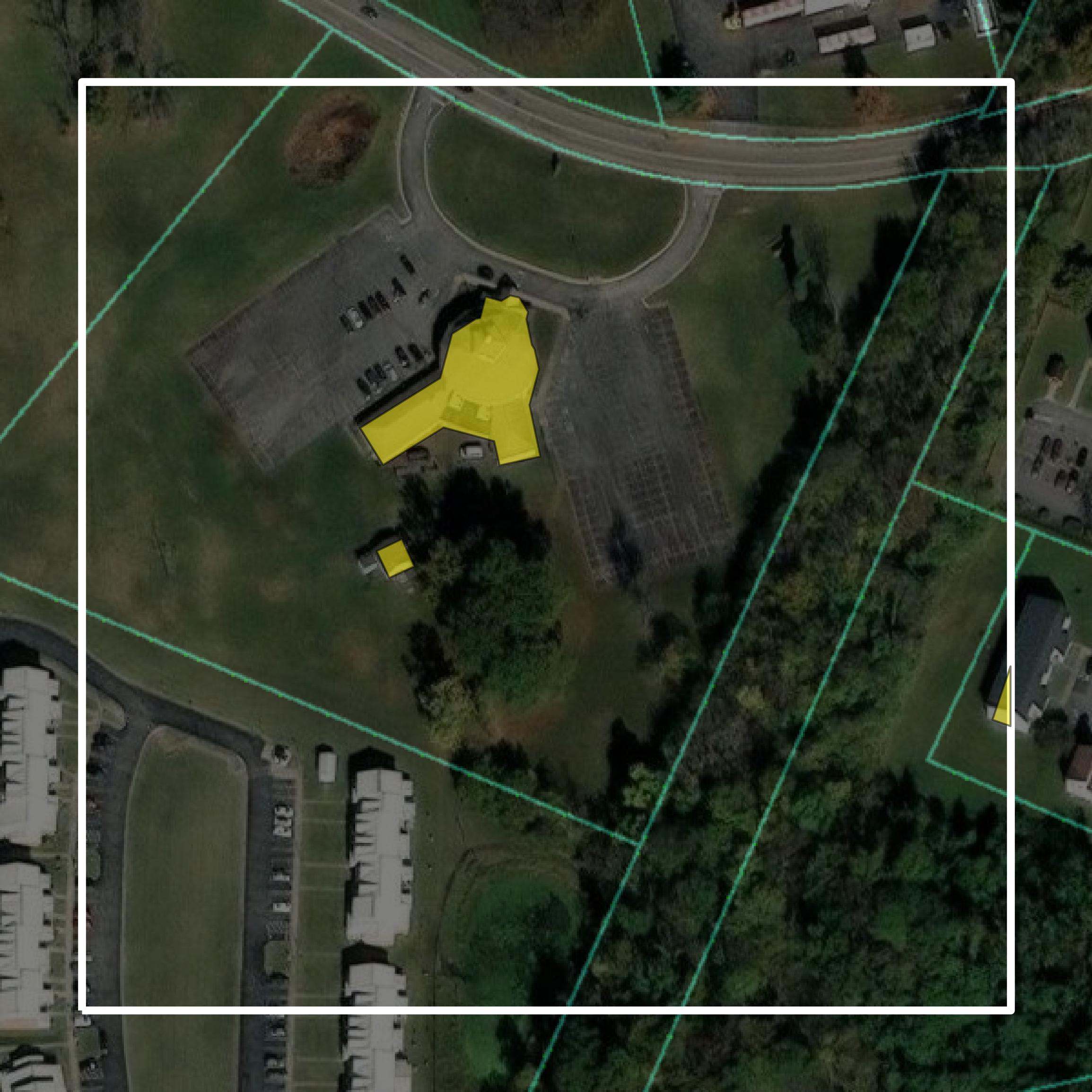 This image shows parcel and building data in Petersburg city created using GIS data in Equator.